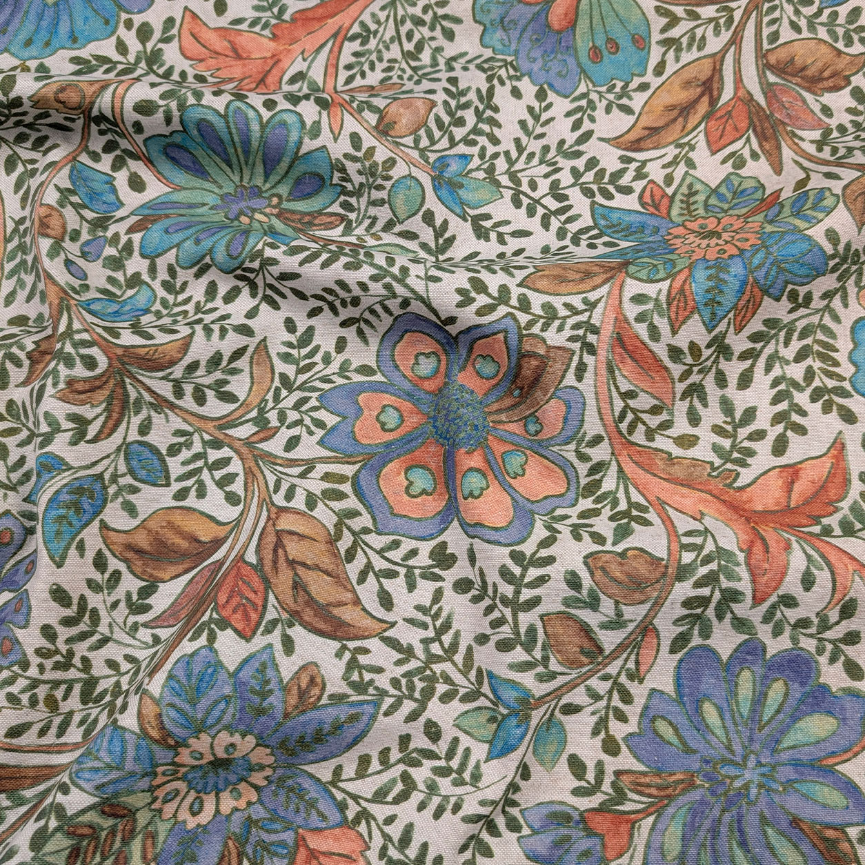 Panama Misto Lino Fiori Blu H 280 cm Image