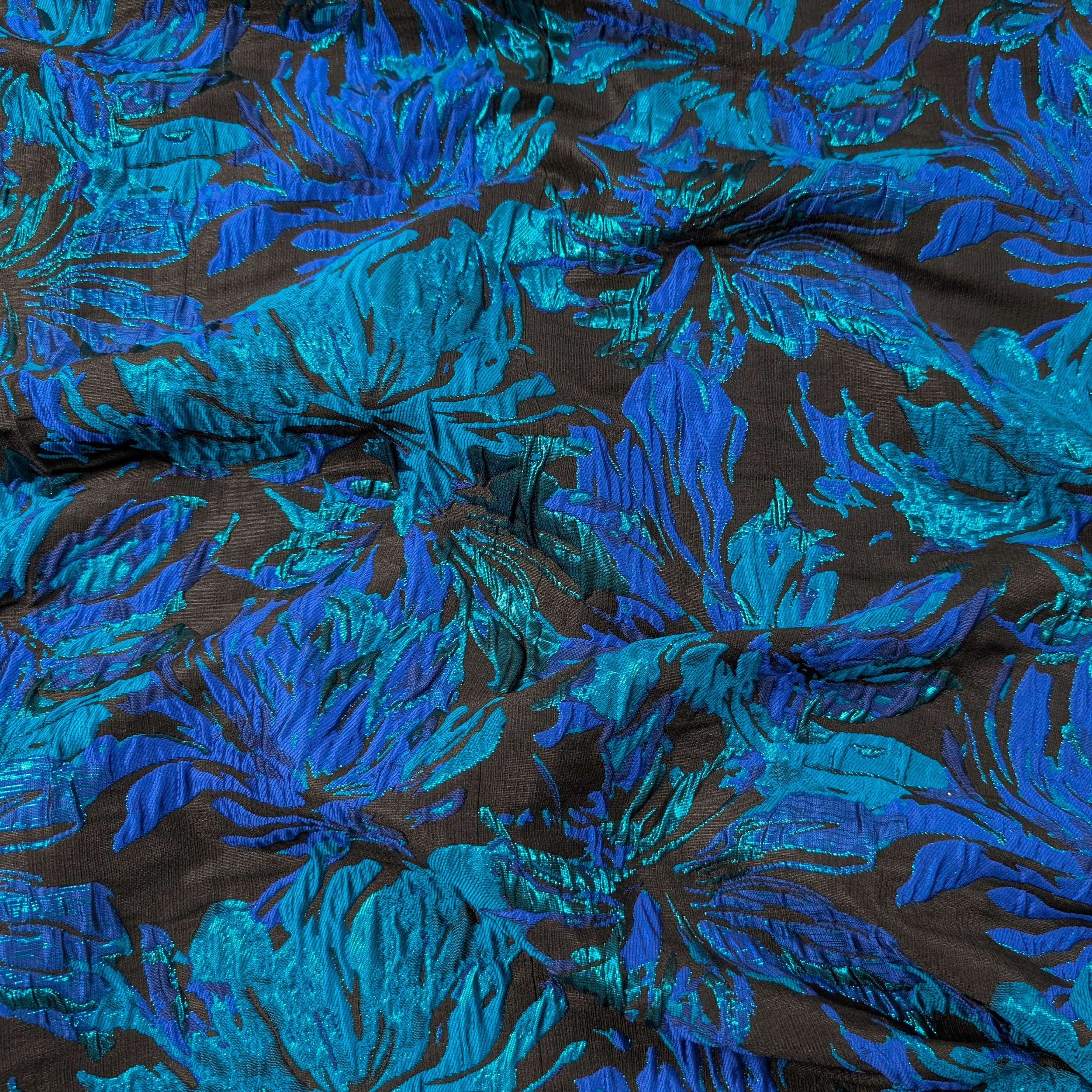 Broccato Moda Fantasia Floreale Blu Lurex Image