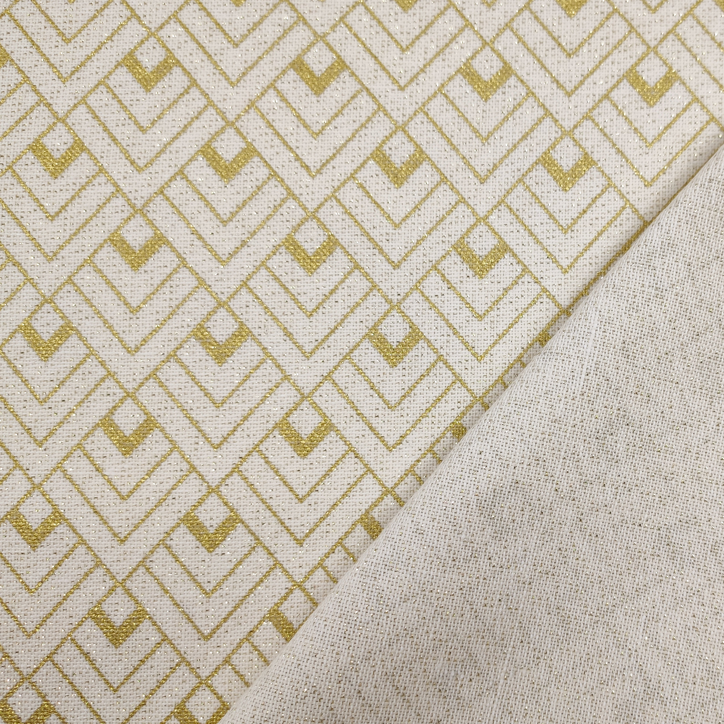 Tessuto Panama Geometria Oro Lurex