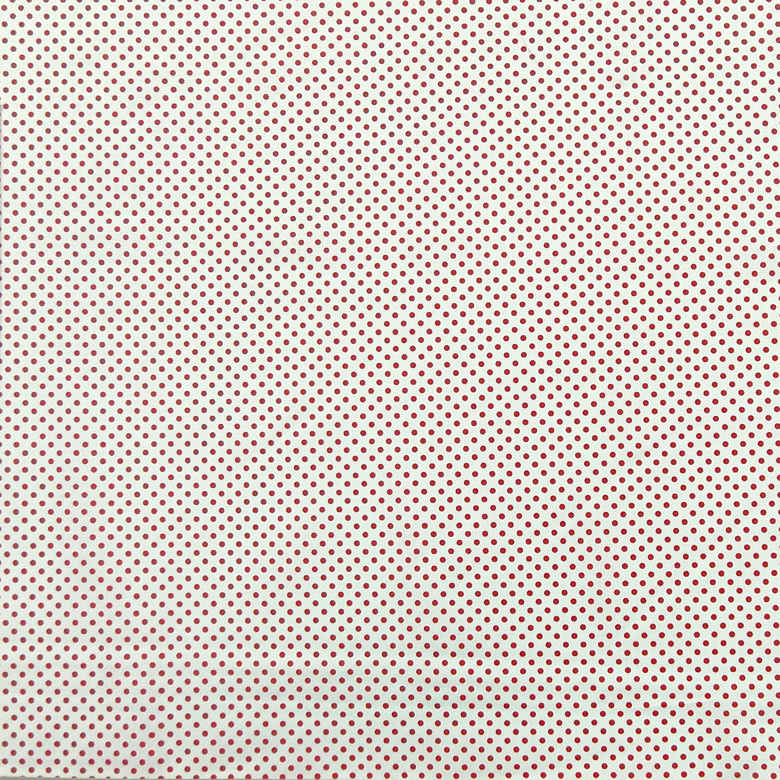 Tessuto Cotone Bianco Pois Rosso Image