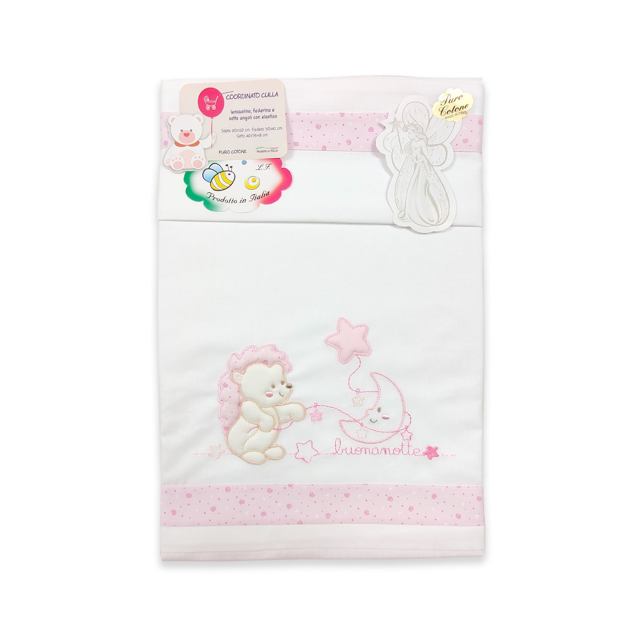 Coordinato Culla Rosa Riccio e Luna