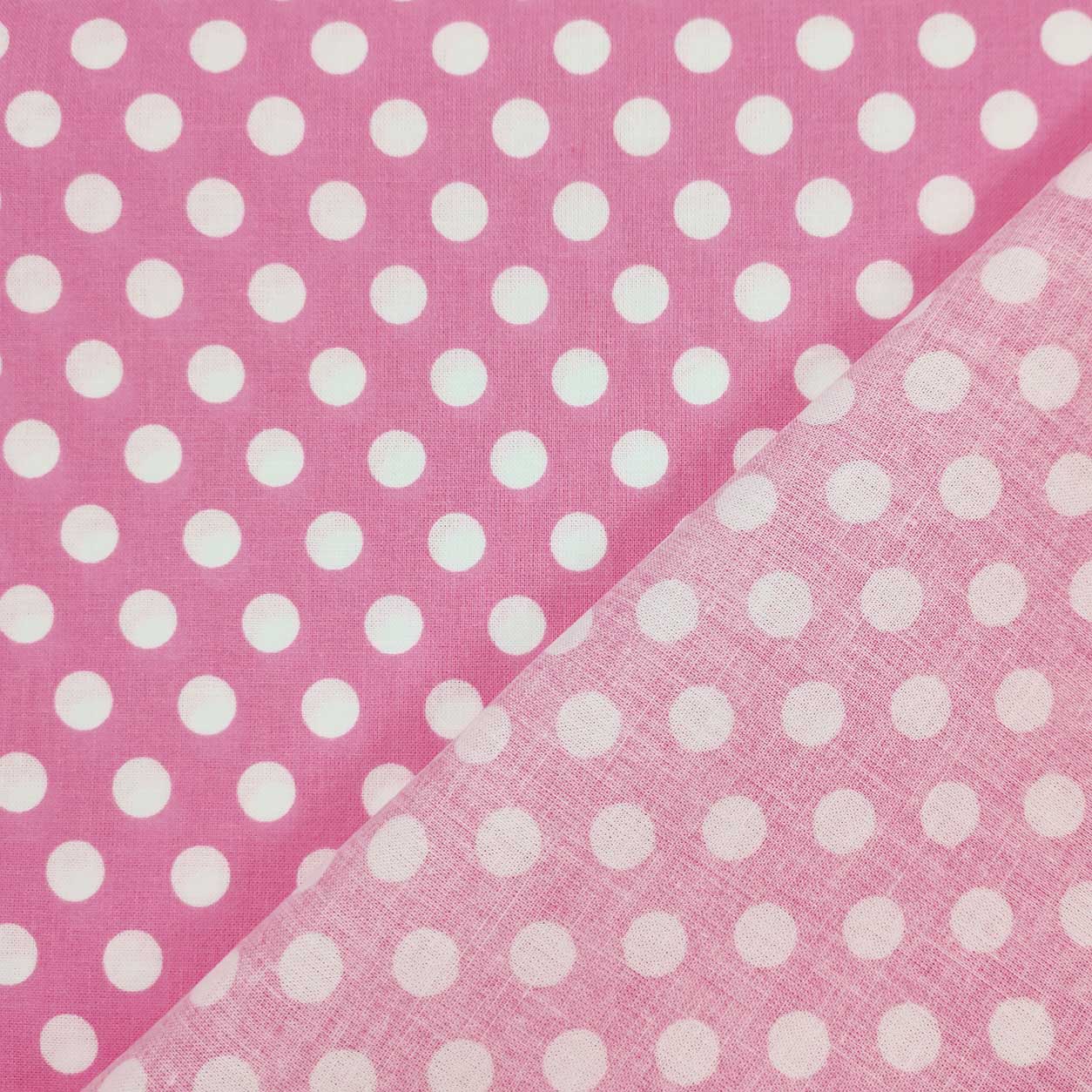 Ritaglio Tessuto Cotone Rosa a Pois Grandi 115x140 cm Image