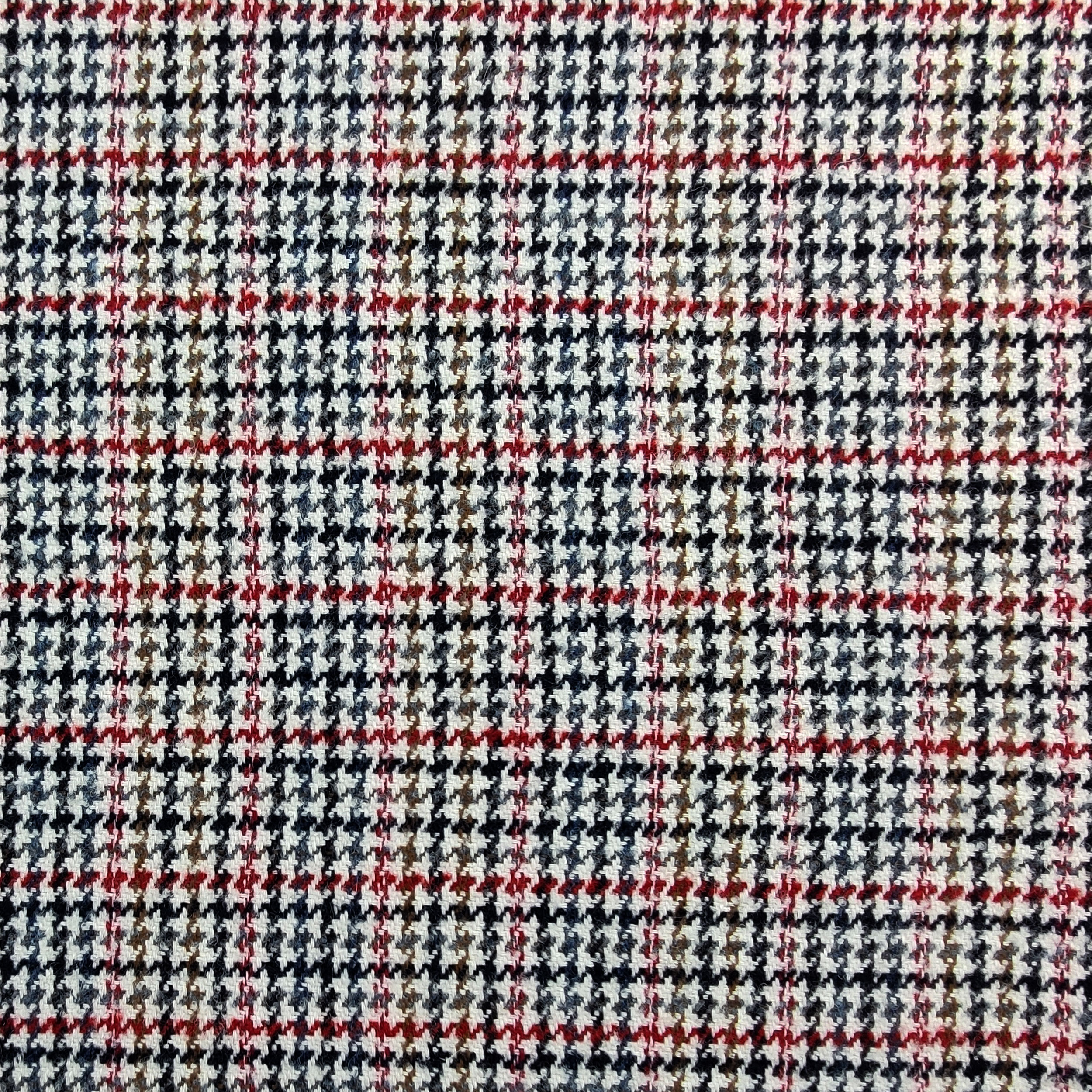 Tweed Misto Cotone Pied de Poule Rosso e Beige