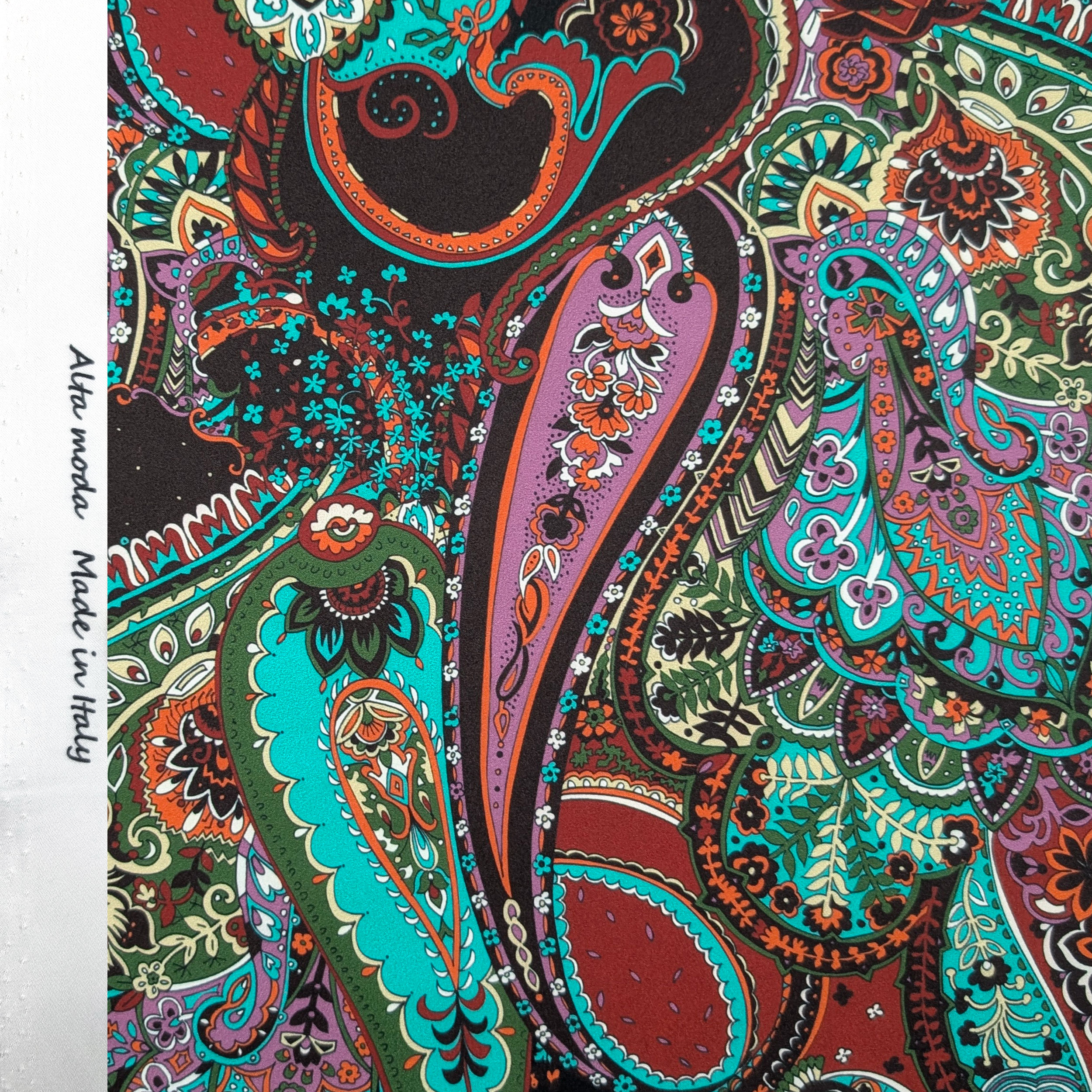 Raso Setato Alta Moda Fantasia Cachemire Multicolor Image