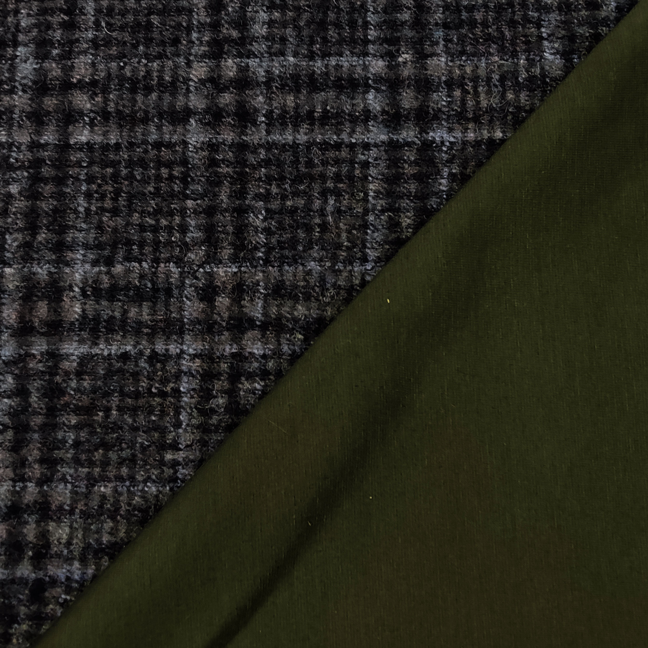 Neoprene Double-Side Tartan in Lana e Verde Militare