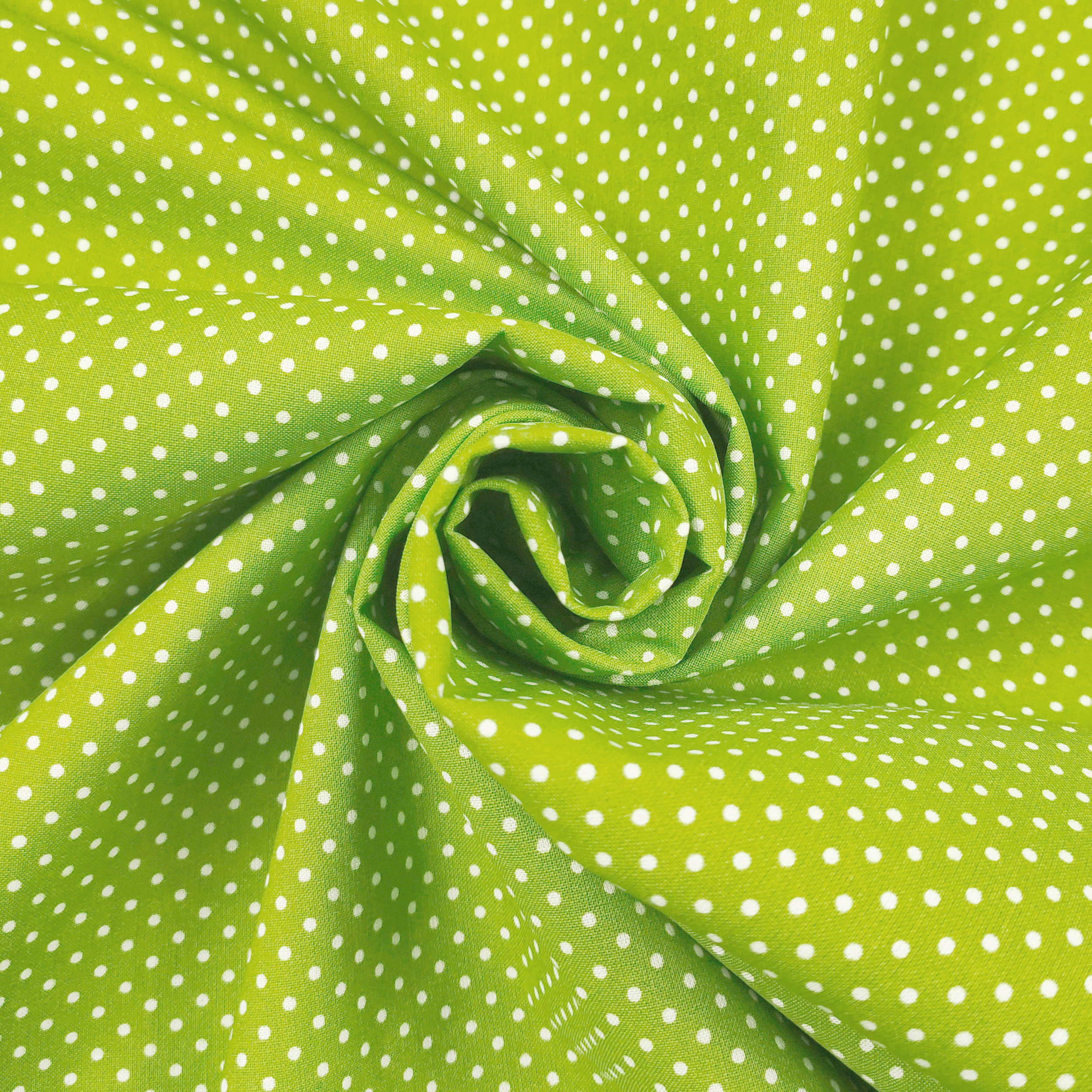 Tessuto Cotone Verde a Pois Piccoli Image