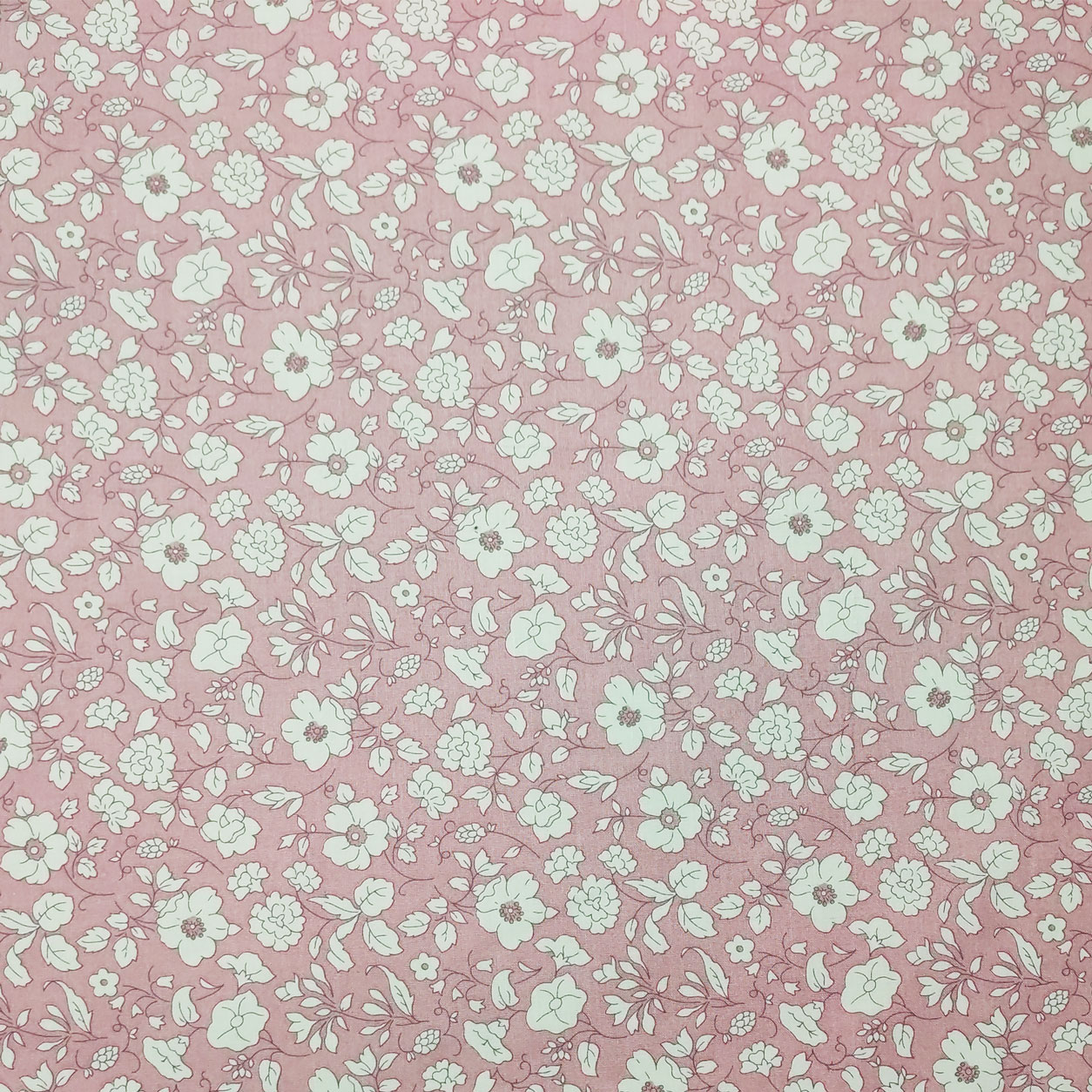 Tessuto Cotone Lenzuola Fiorellini Bianchi Sfondo Rosa