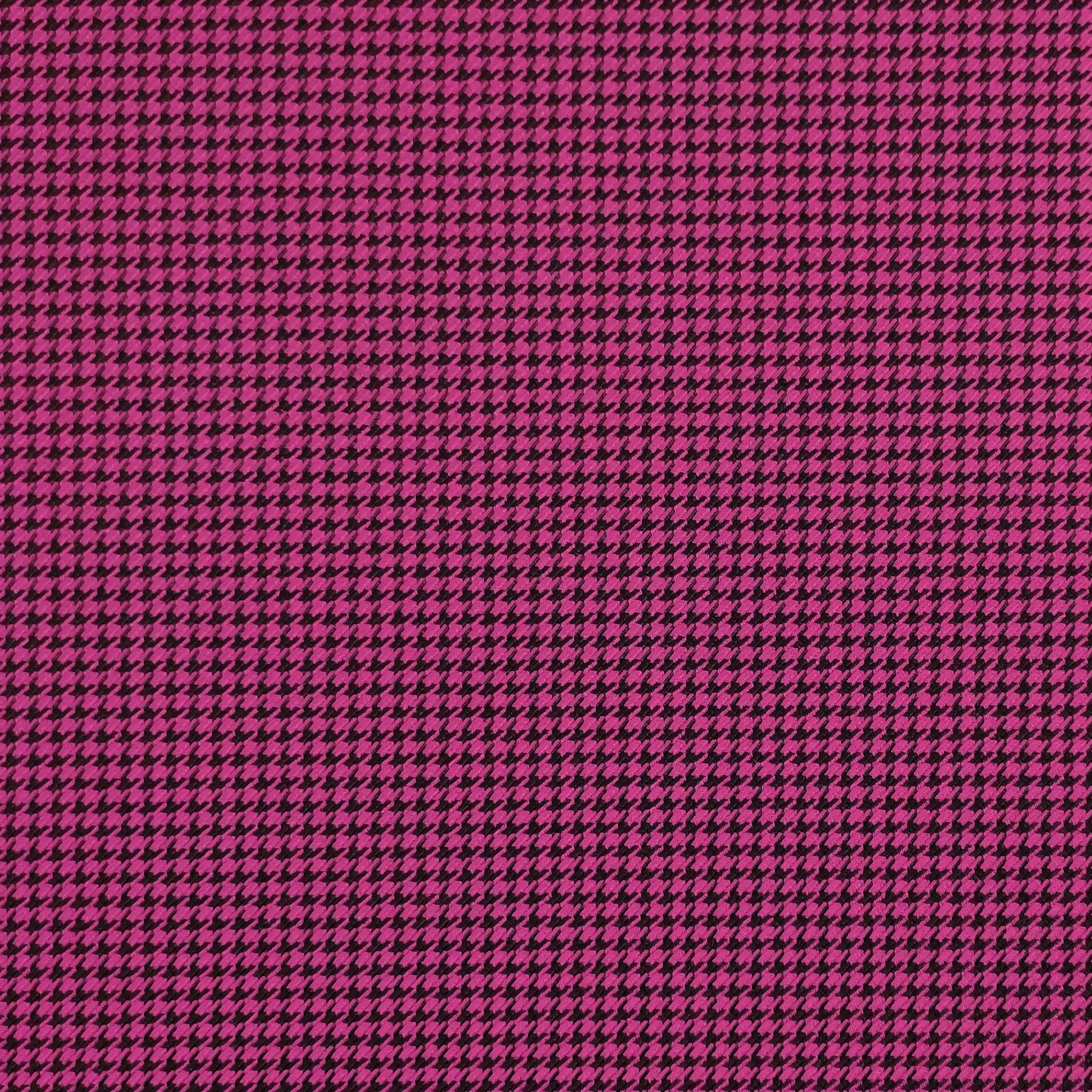 Tessuto Pied de Poule Nero Sfondo Magenta