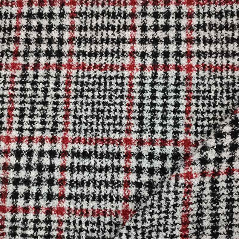 Tessuto per Cappotti Tartan Grigio e Rosso