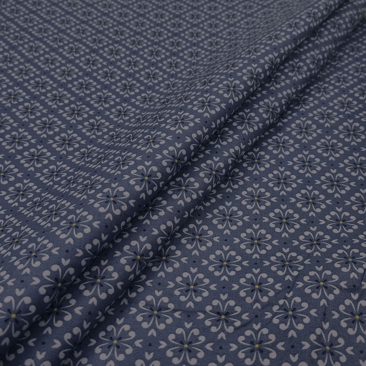 Tessuto cotone arredo fantasia araba blu scuro giallo