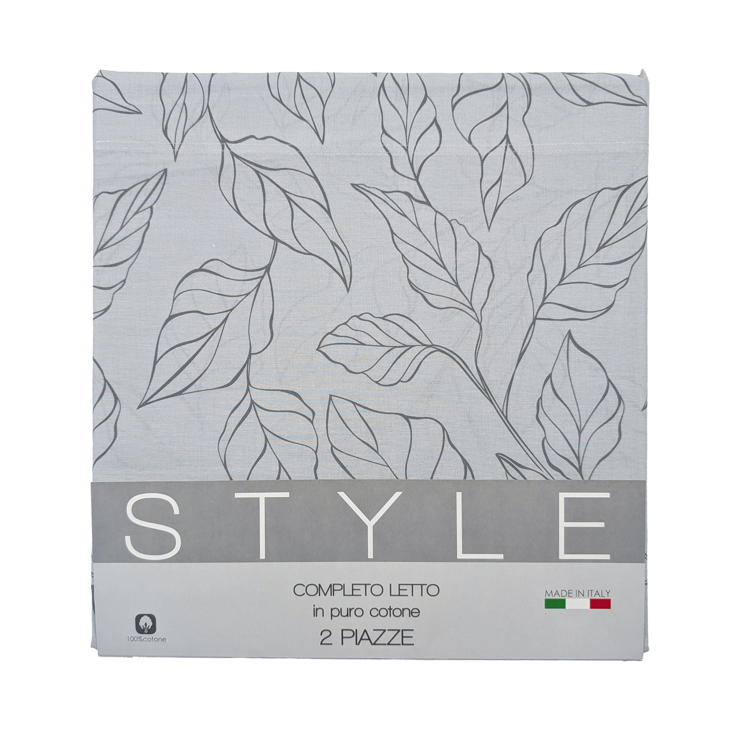 Completo Letto Matrimoniale Style Foglie Grigie Image