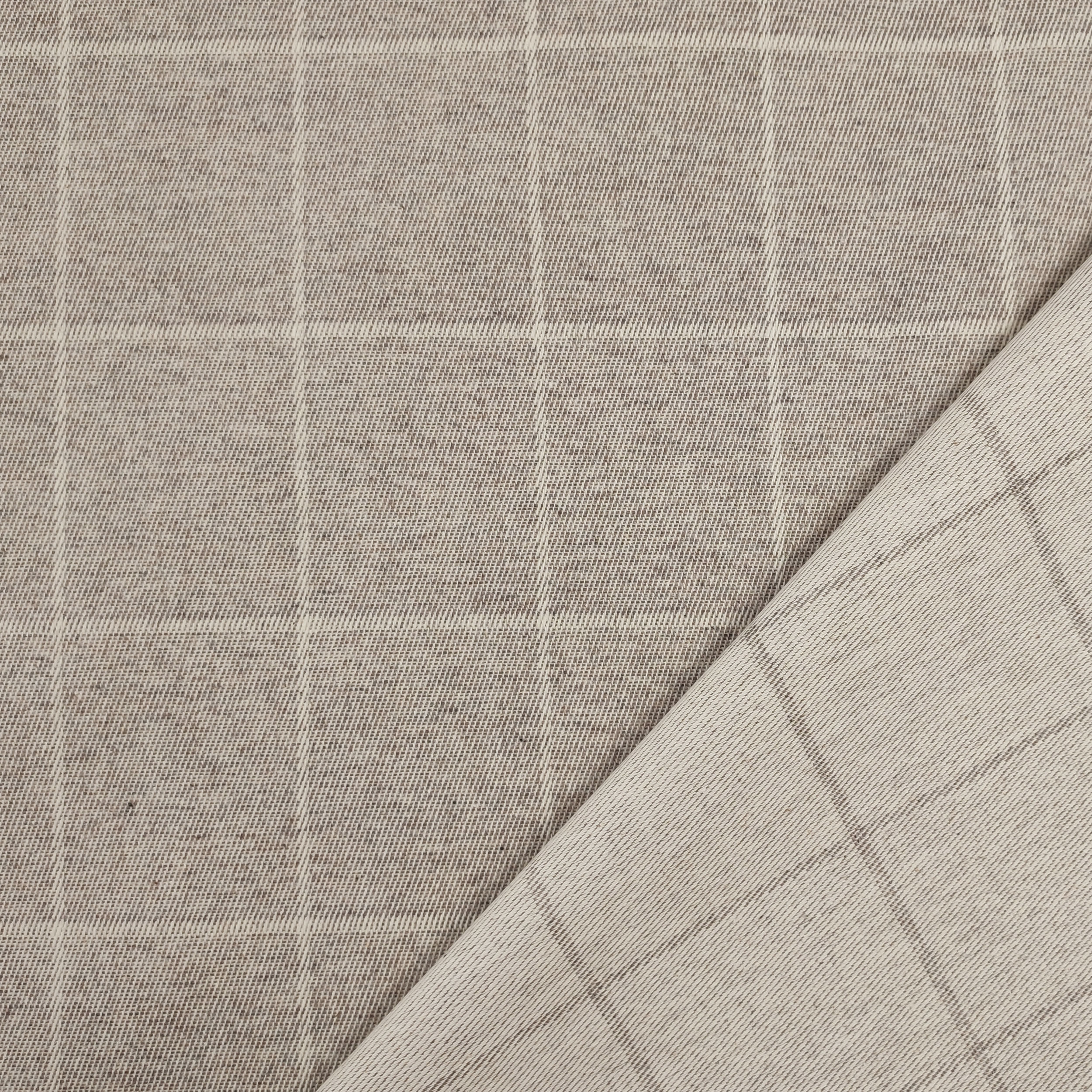 Tessuto per Tovaglia Resinato Cotone Quadri in Beige