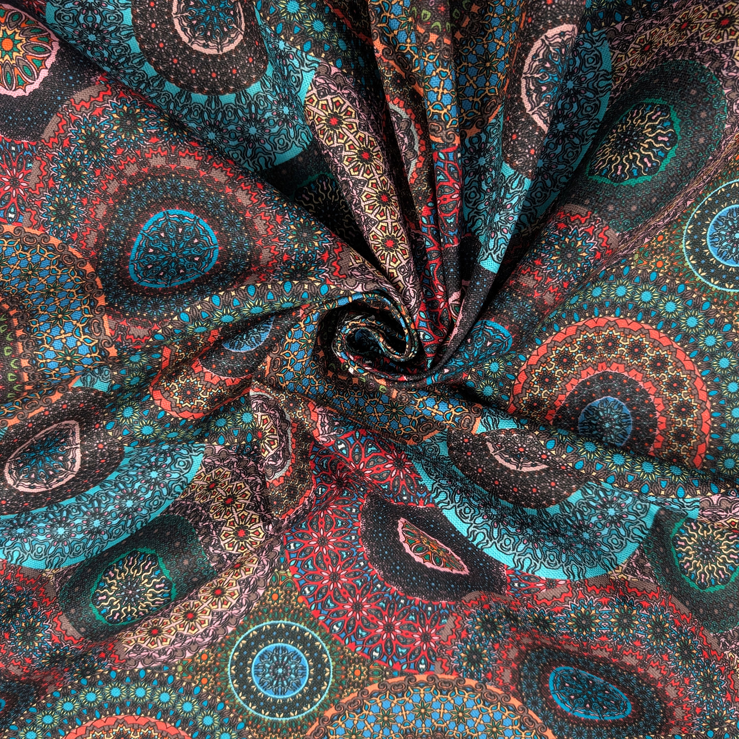 Tessuto Panama Mandala Colorati Image