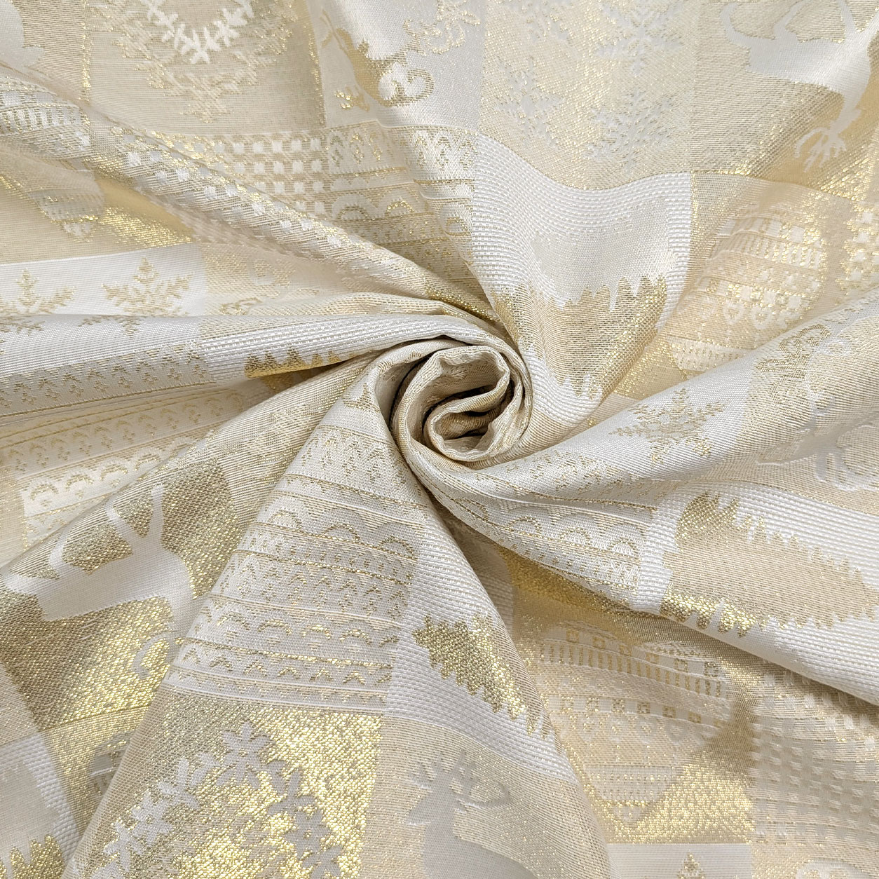 Jacquard Patchwork Natalizio Oro Lurex Image