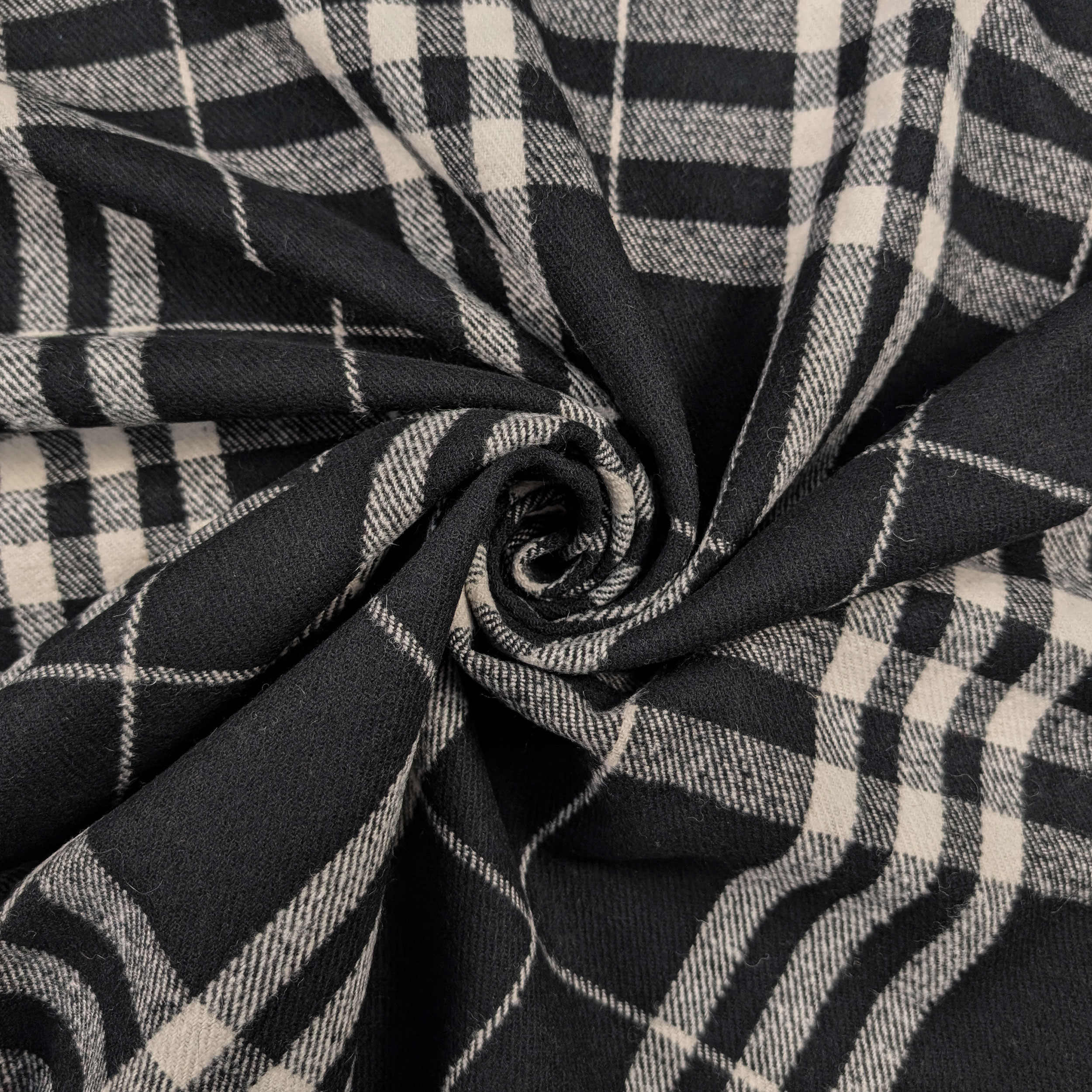 Cappotto Lana Cashmere Double Tartan Bianco e Nero Image