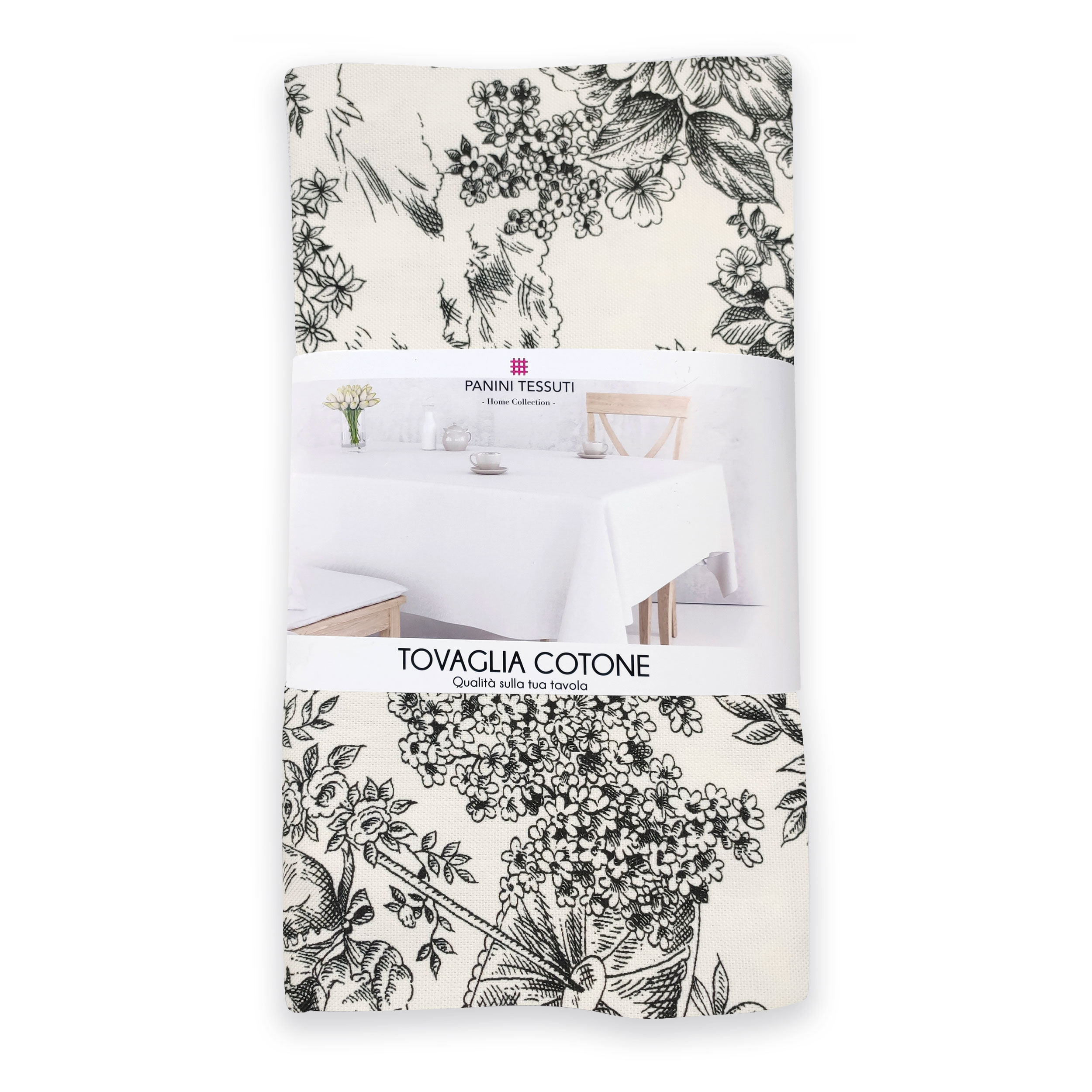Tovaglia Confezionata Toile De Jouy Nero