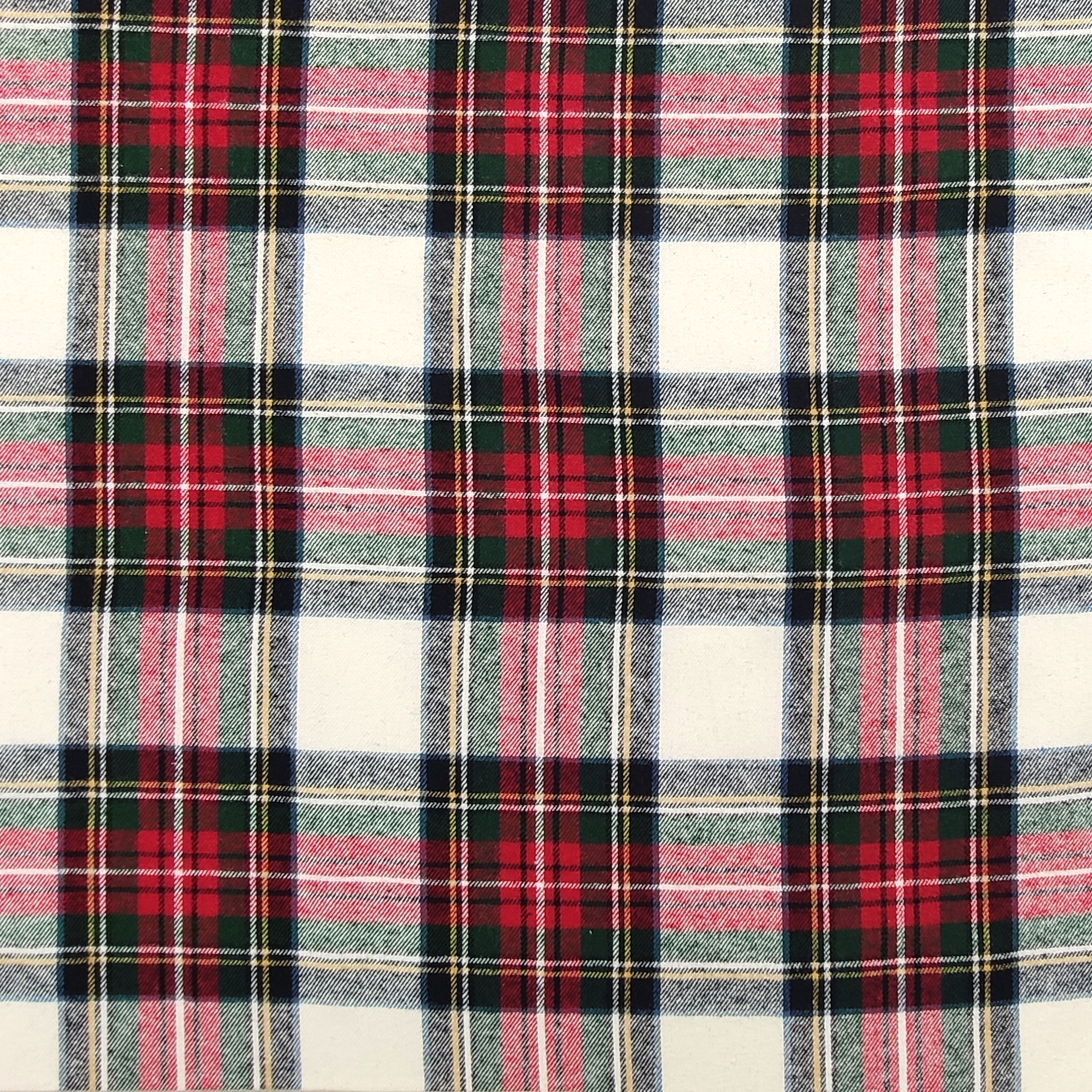 Tessuto Flanella Tartan Rosso Bianco Verde