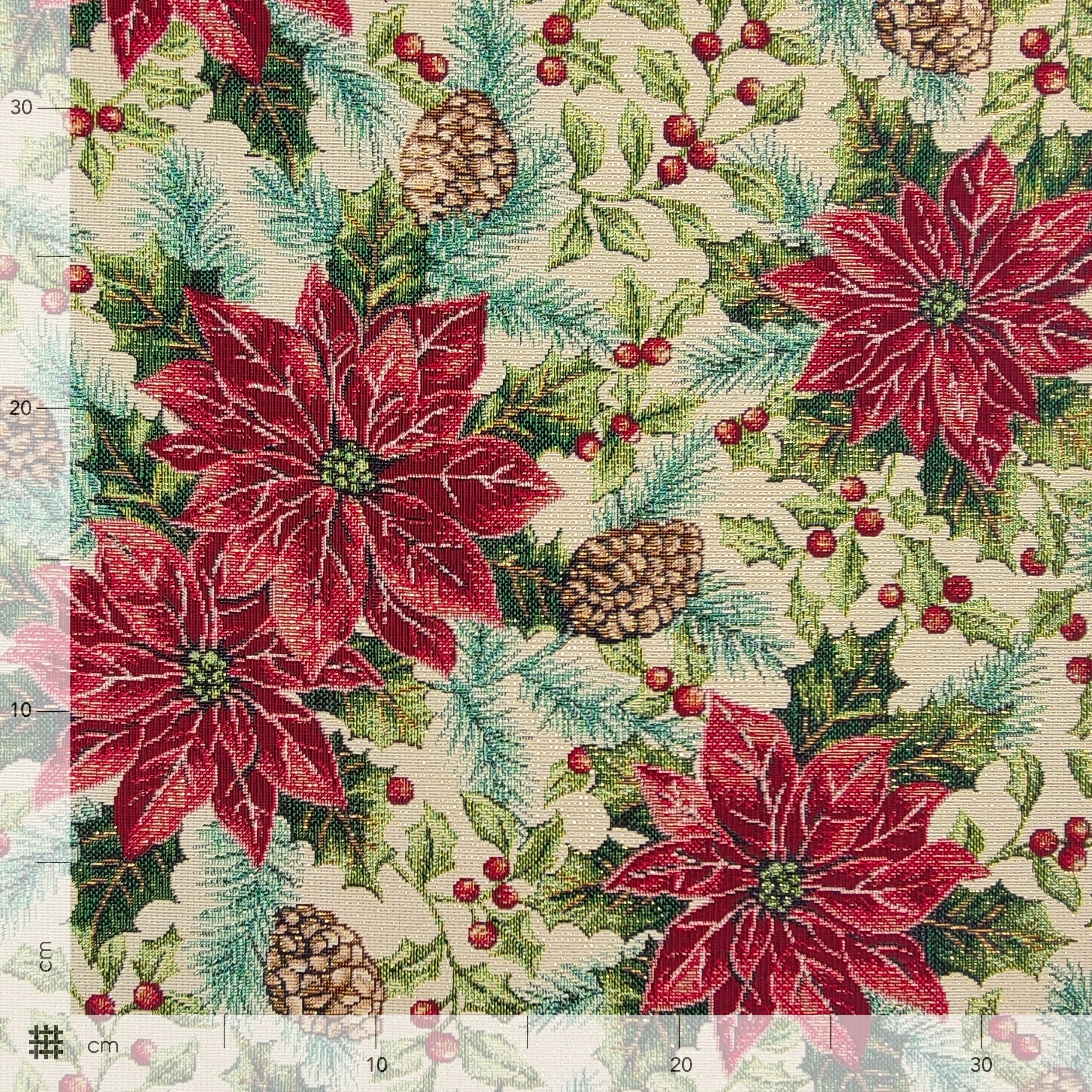 Tessuto Gobelin Stelle di Natale Lurex