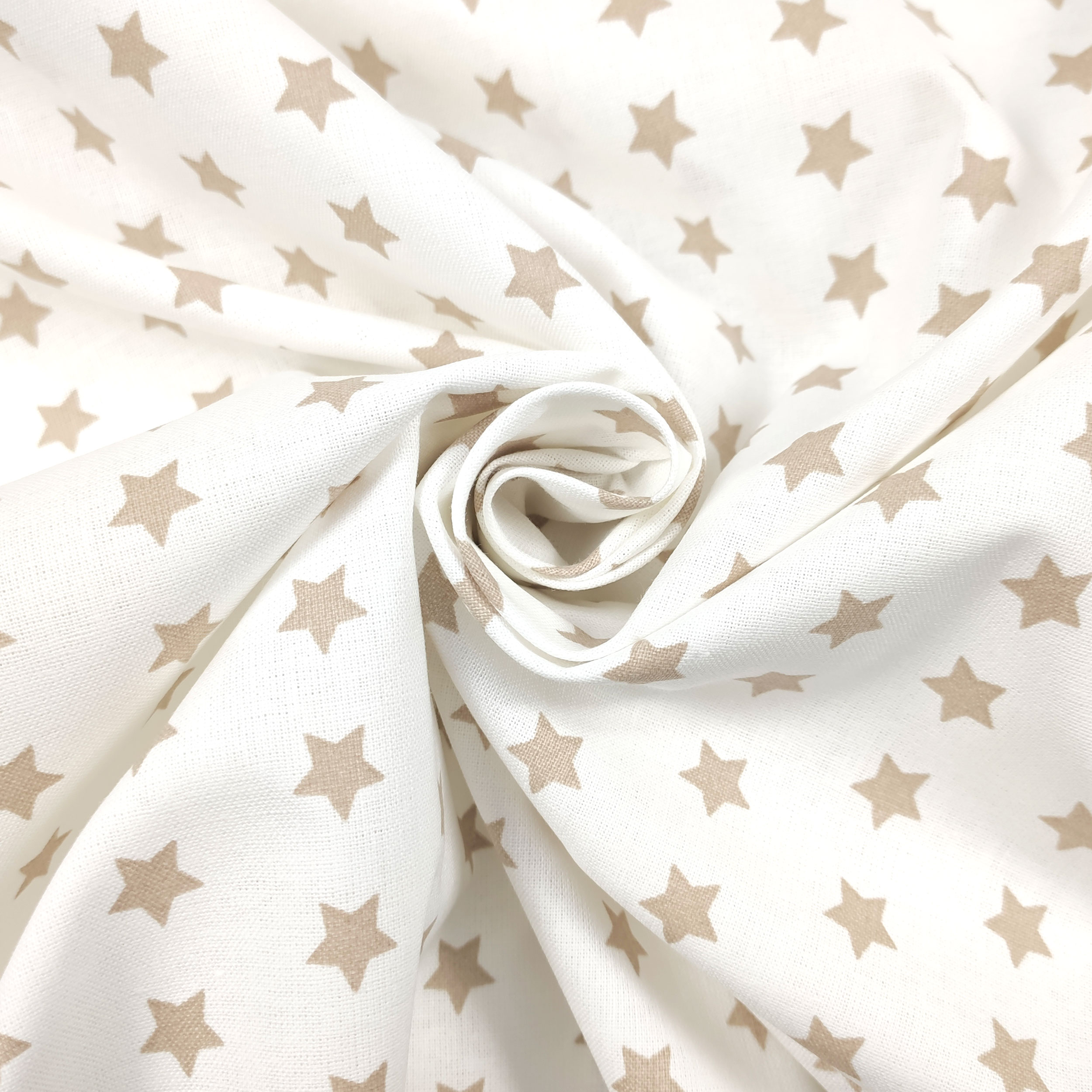 tessuto stelle beige sfondo bianco cotone