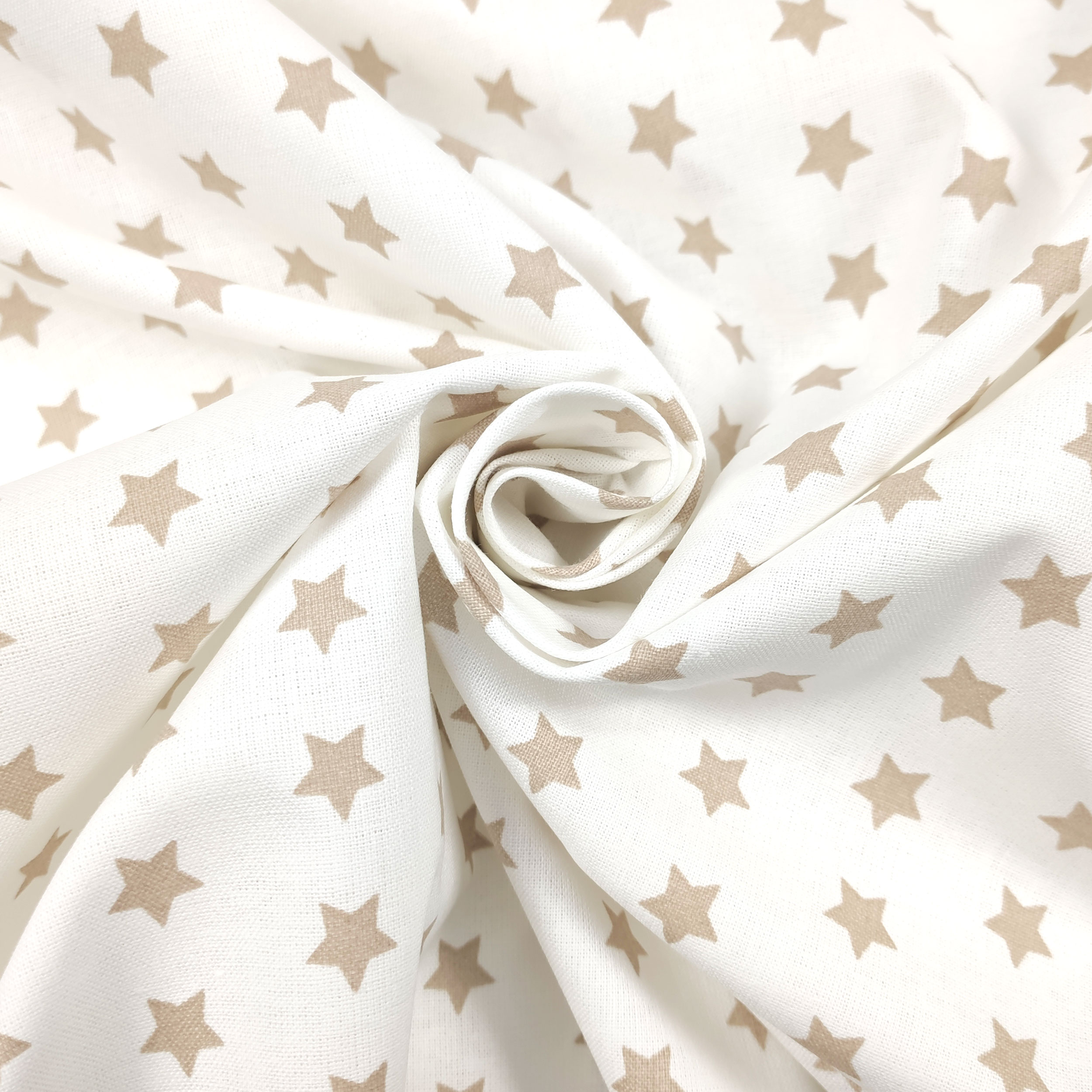 Tessuto Cotone Stelle Sfondo Bianco Image