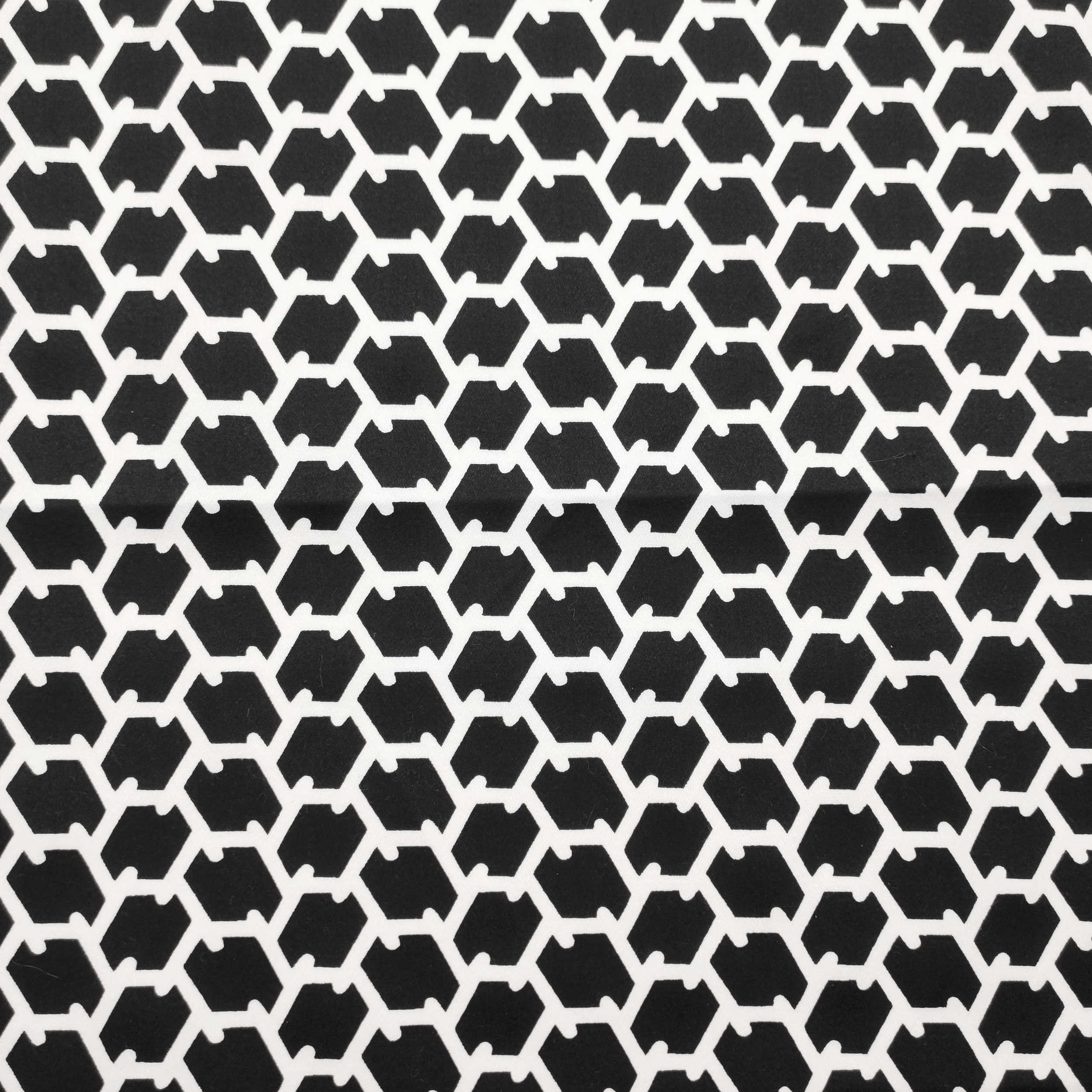 Cotone Elasticizzato Nero Geometria Astratta