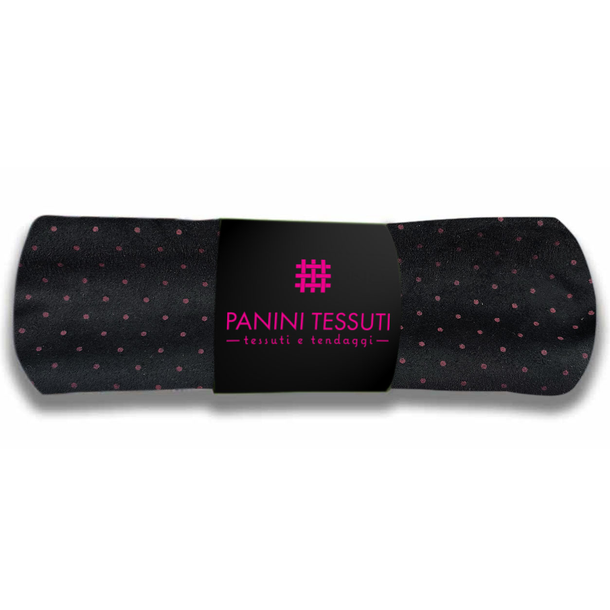 Scampolo Tessuto Effetto Scamosciato Pois Rosa Sfondo Nero