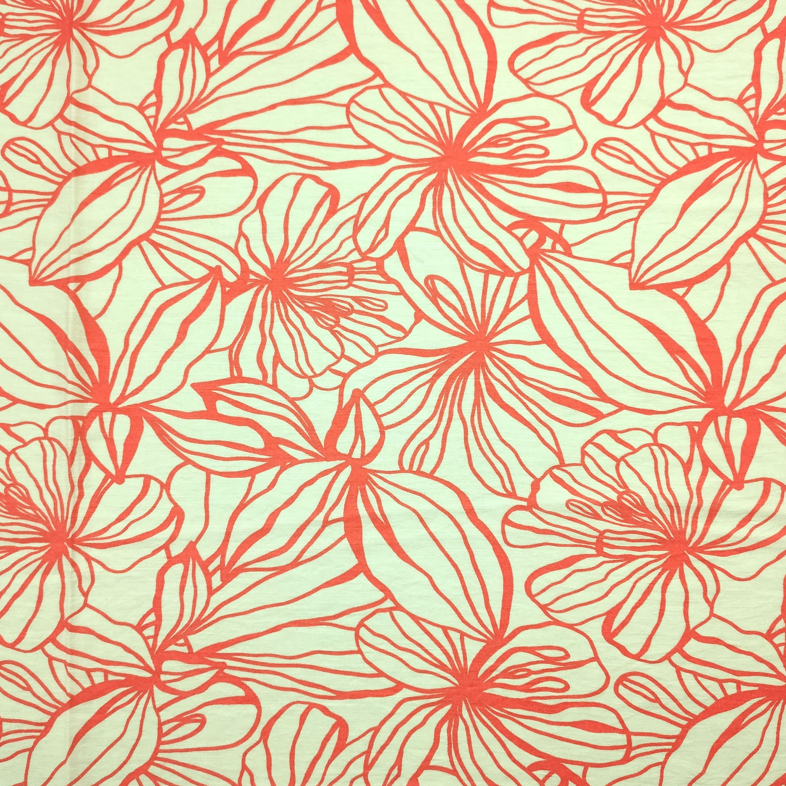 Misto Viscosa Fiori Arancio Grandi Sfondo Beige