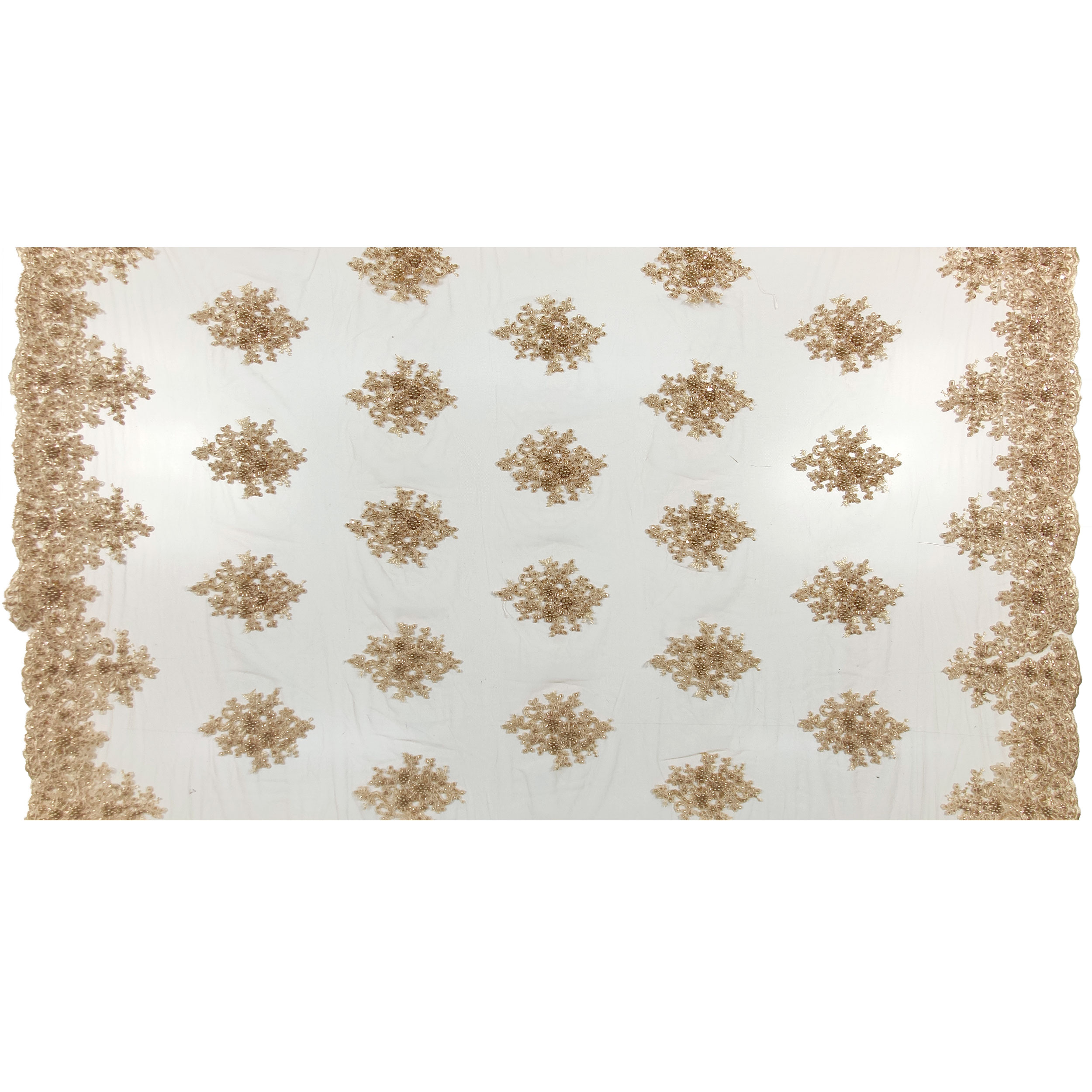 Tulle Ricamato Perline Lux Oro