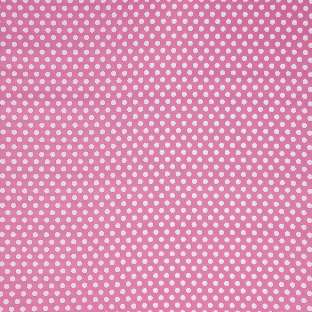 tessuto cotone pois bianchi grandi sfondo rosa
