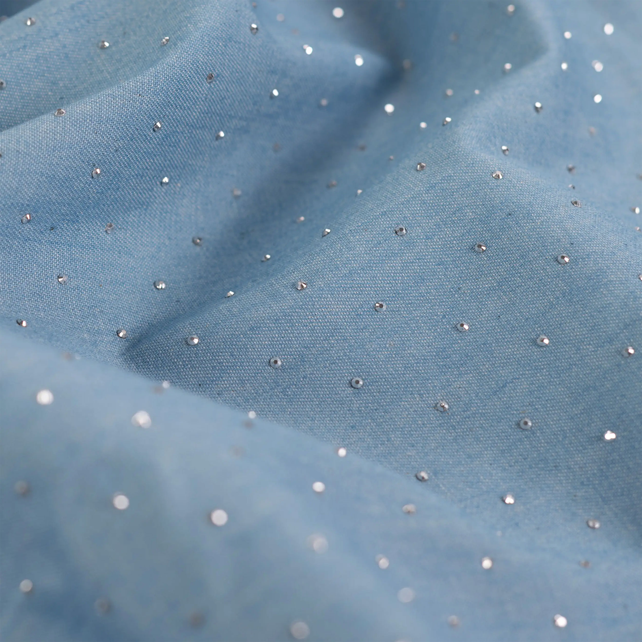 Jeans di Cotone Lavaggio Chiaro con Strass Image