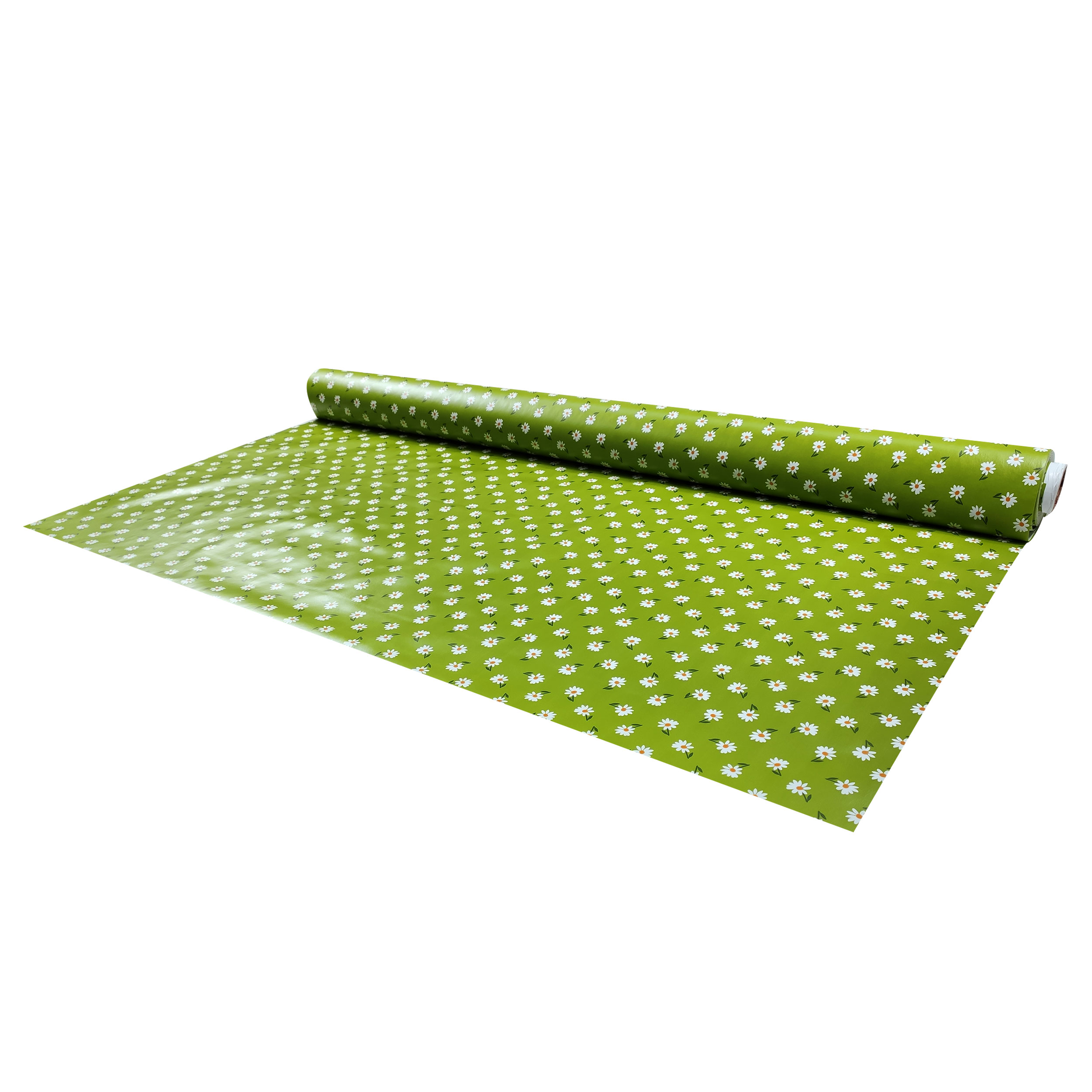 Tessuto Tovaglia Plastificata Verde con Margherite  Image