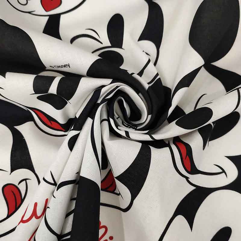 Tessuto Cotone Disney Faccine Mickey Mouse