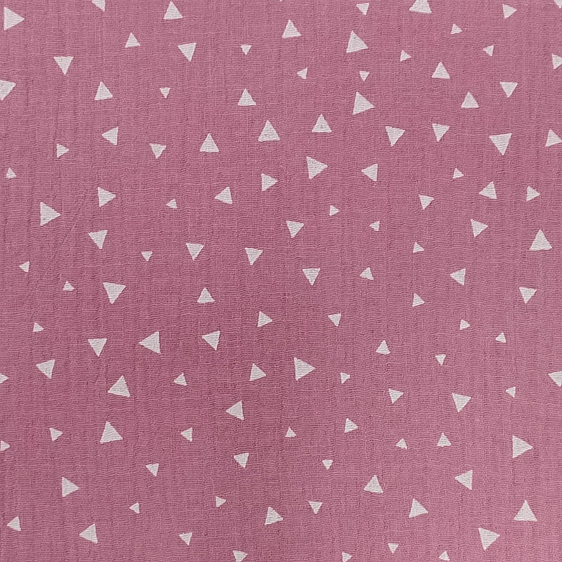 Mussola Cotone Triangoli Bianchi Sfondo Rosa
