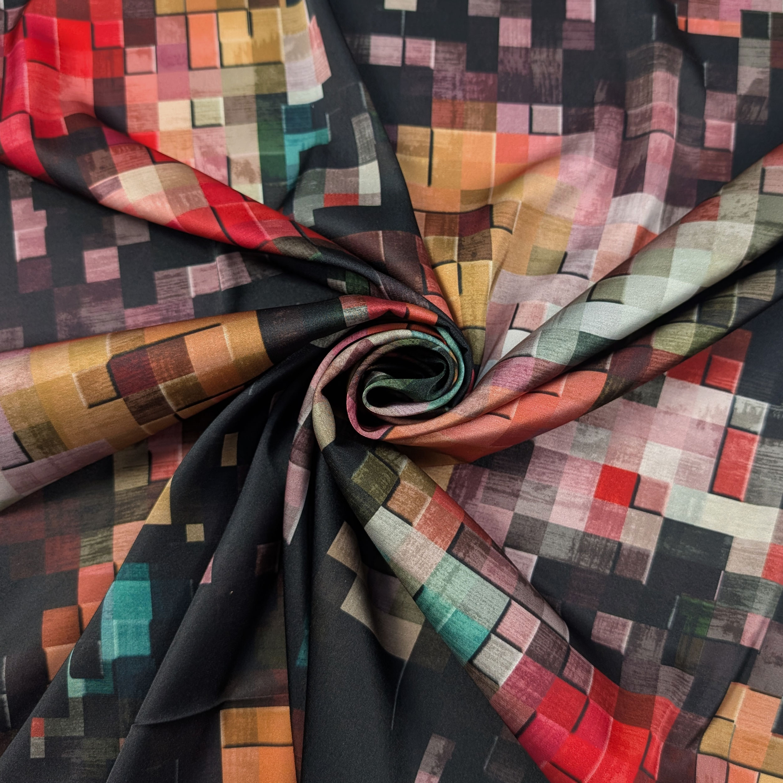Raso Setato Alta Moda Mosaico Multicolor Image