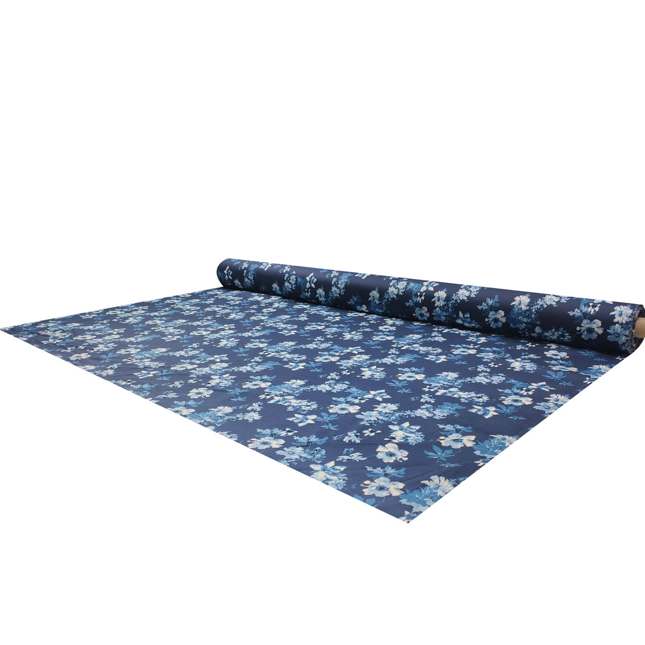 Tessuto cotone fiori sfondo blu