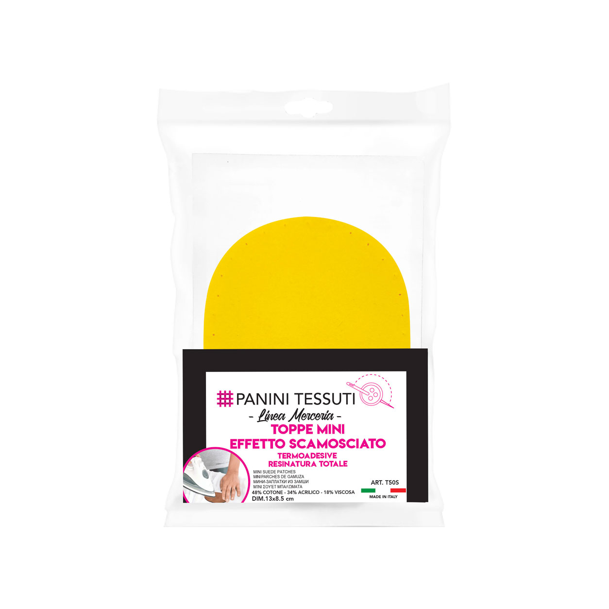 Mono-Quick Toppa Termoadesiva Sole Giallo 3,5 Cm - Da Stirare Su Vestiti E Accessori