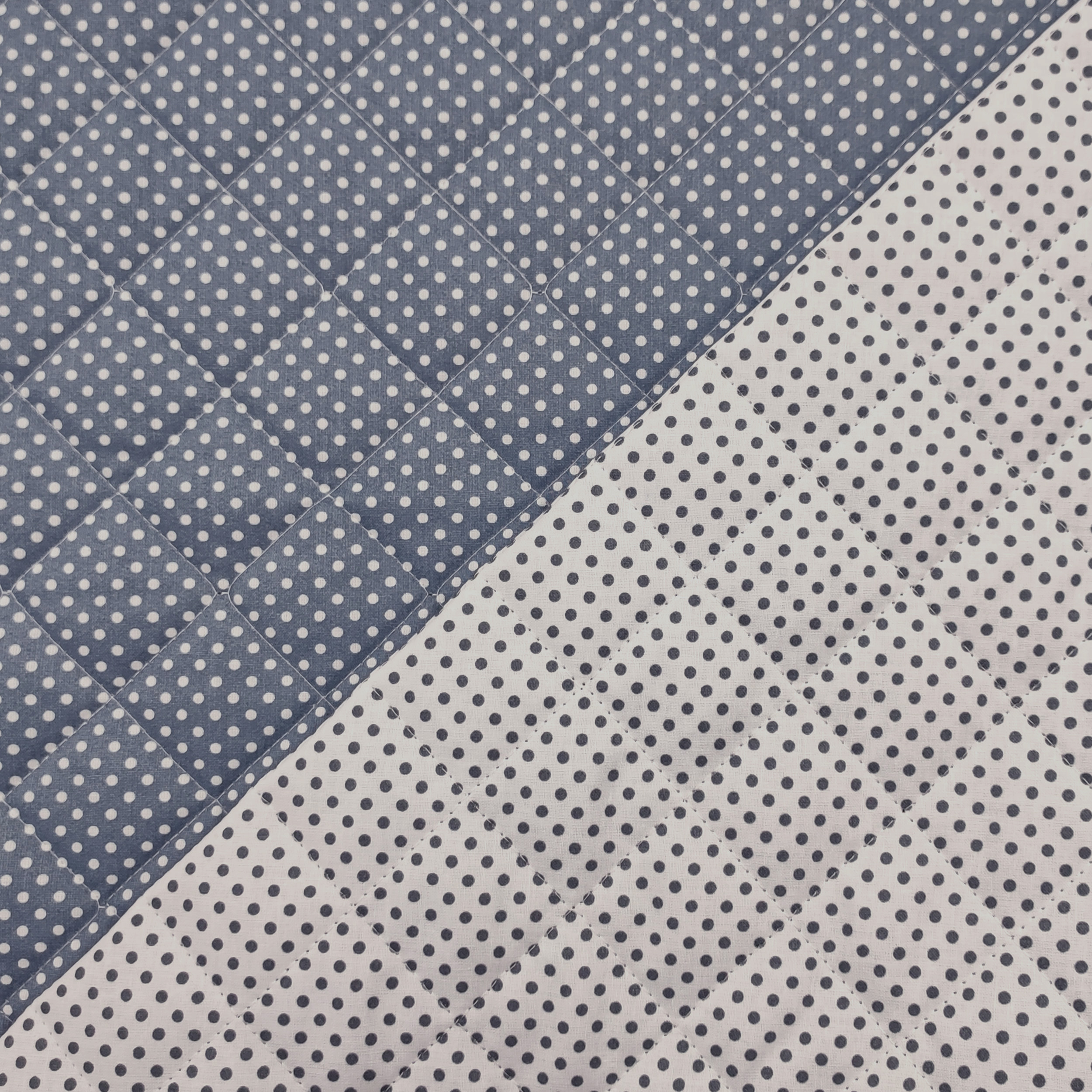 Trapunta Double Grigio Avio con Pois
