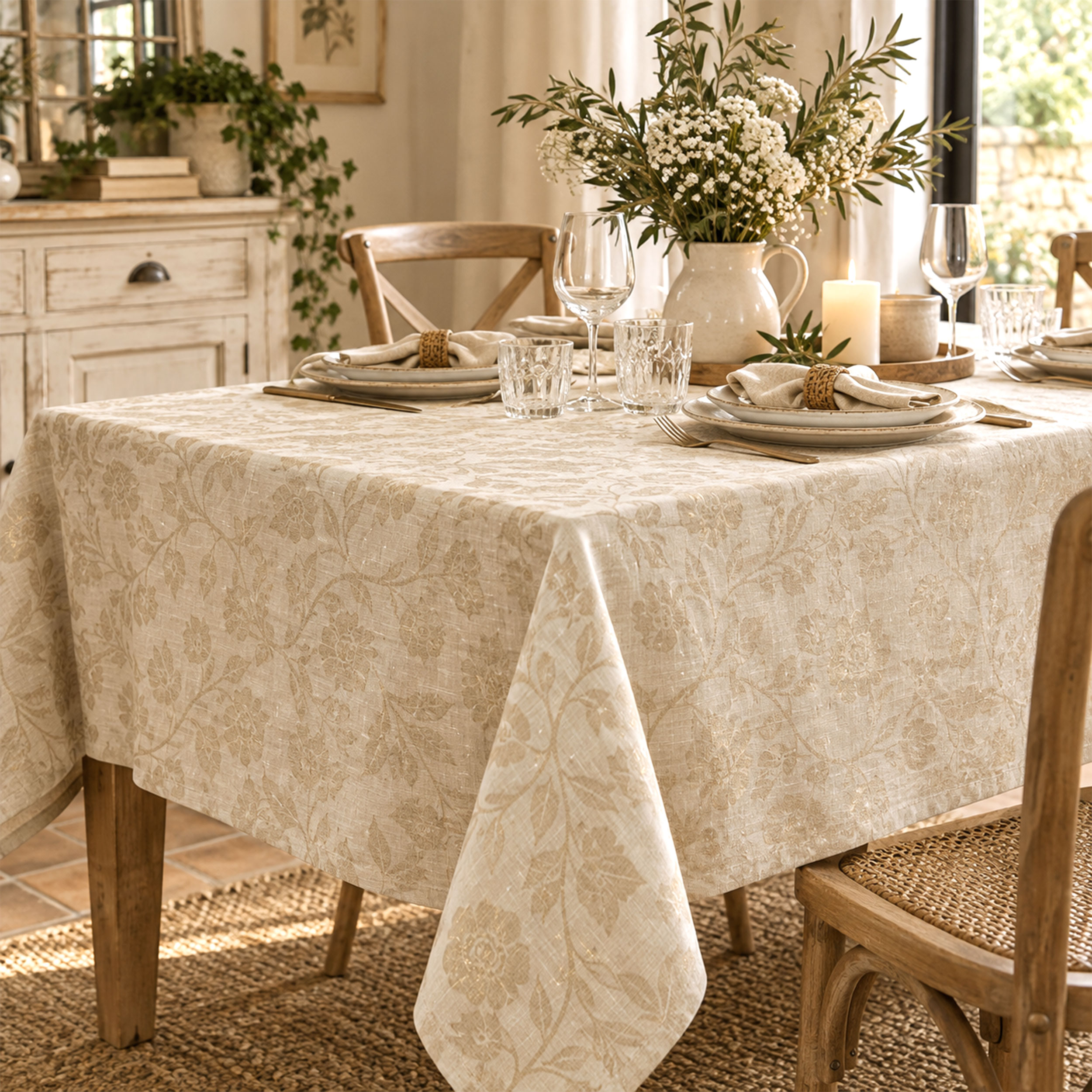 Misto Lino Naturale Fiori Lurex Image