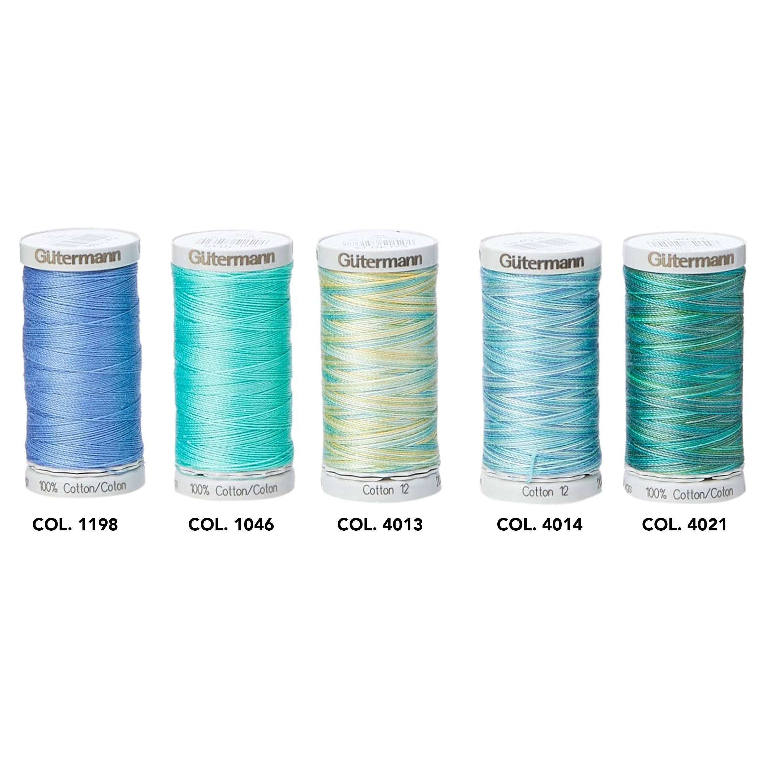 Gutermann Filo Cotone 200 m 5 Bobine Toni Verdi