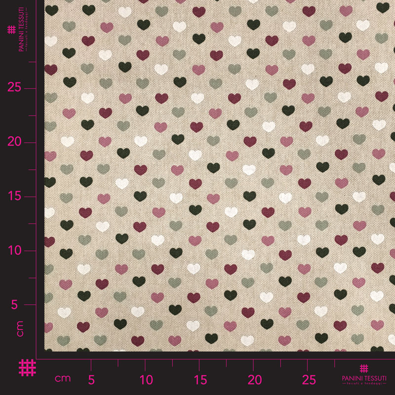 Tessuto arredo misto cotone cuori