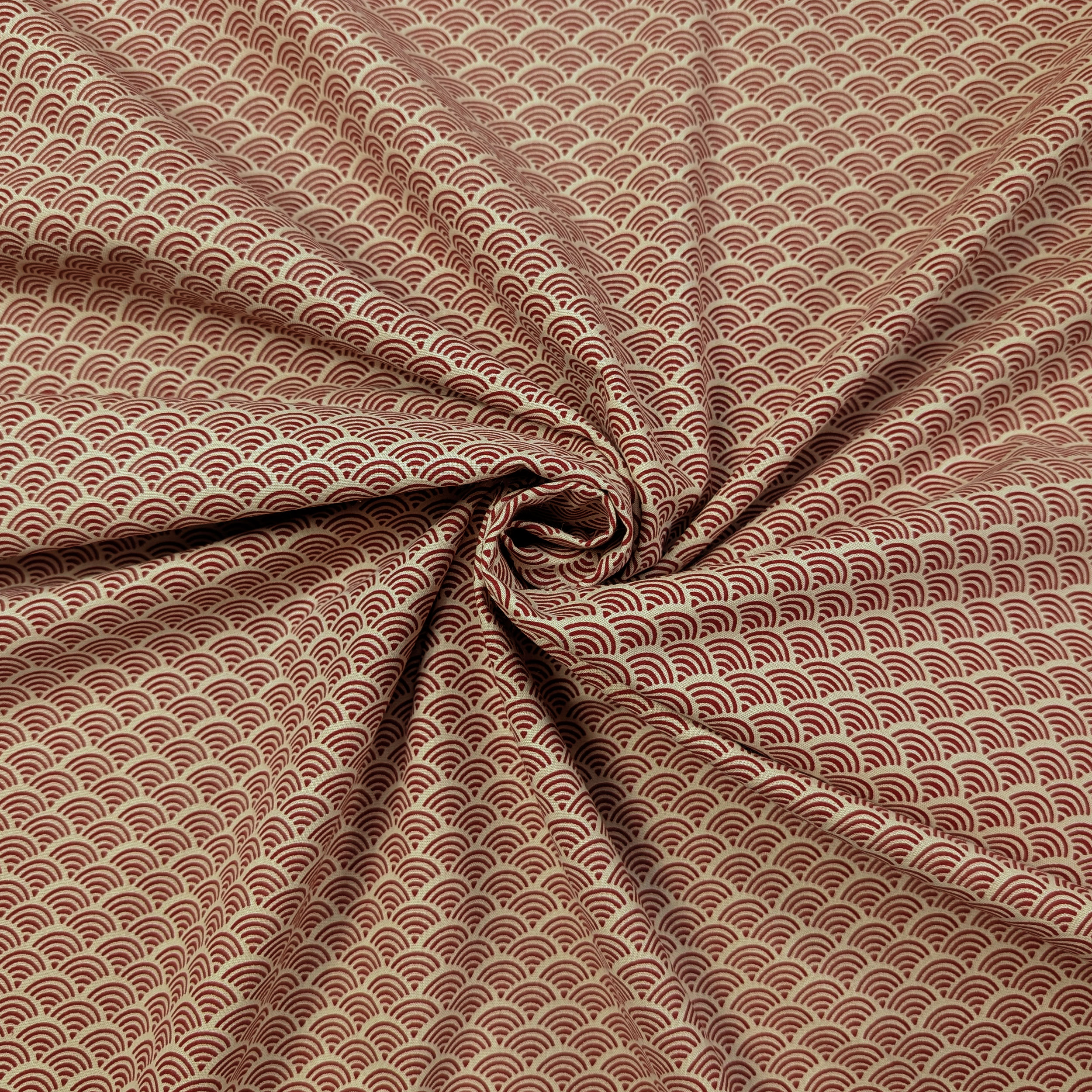 Popeline Cotone Ventagli Bordeaux Image