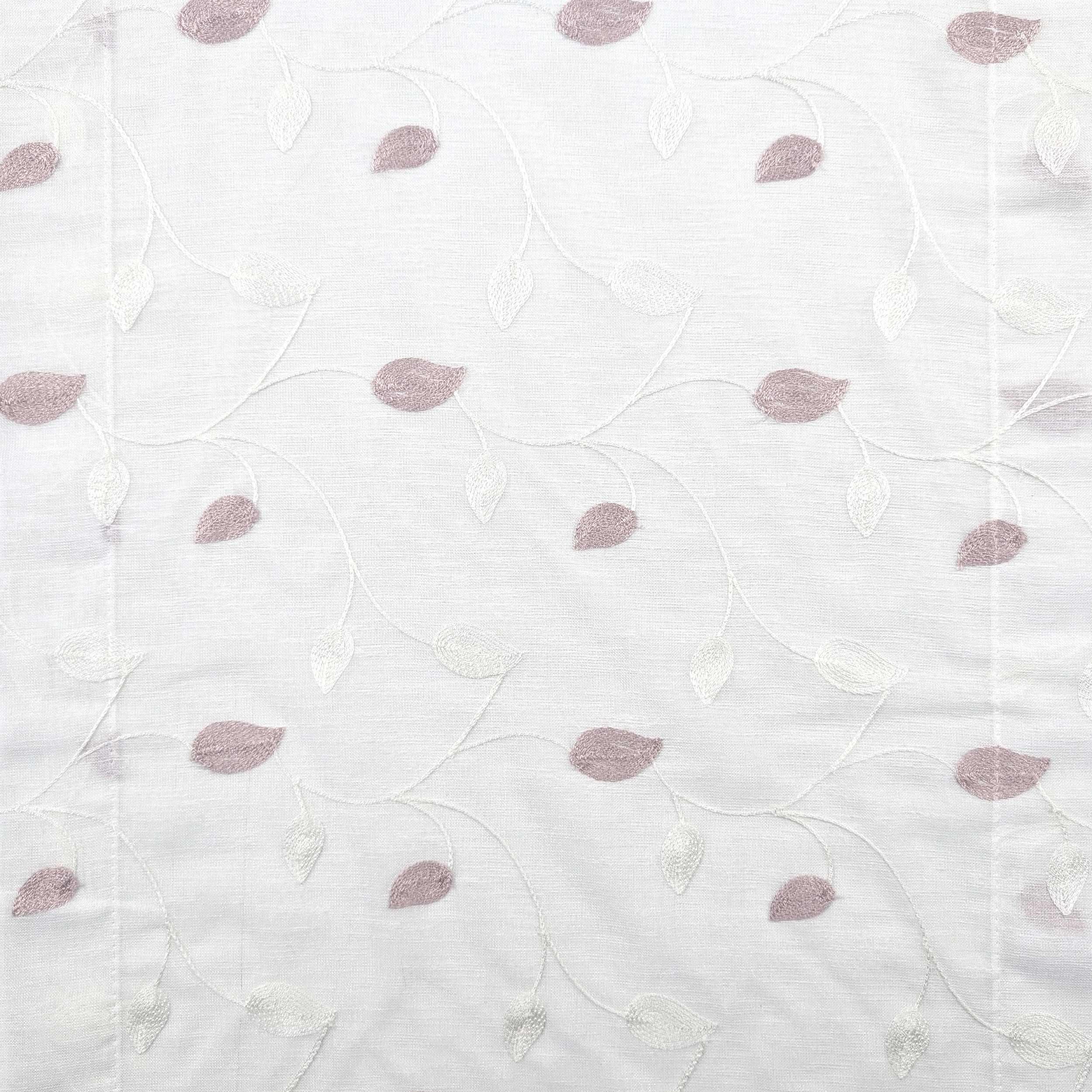 Tessuto Tendino Foglie Ricamate - Rosa Image