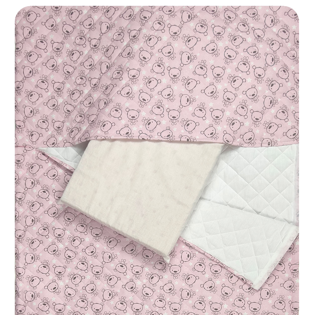 sacco nanna orsetti sfondo rosa con cuscino