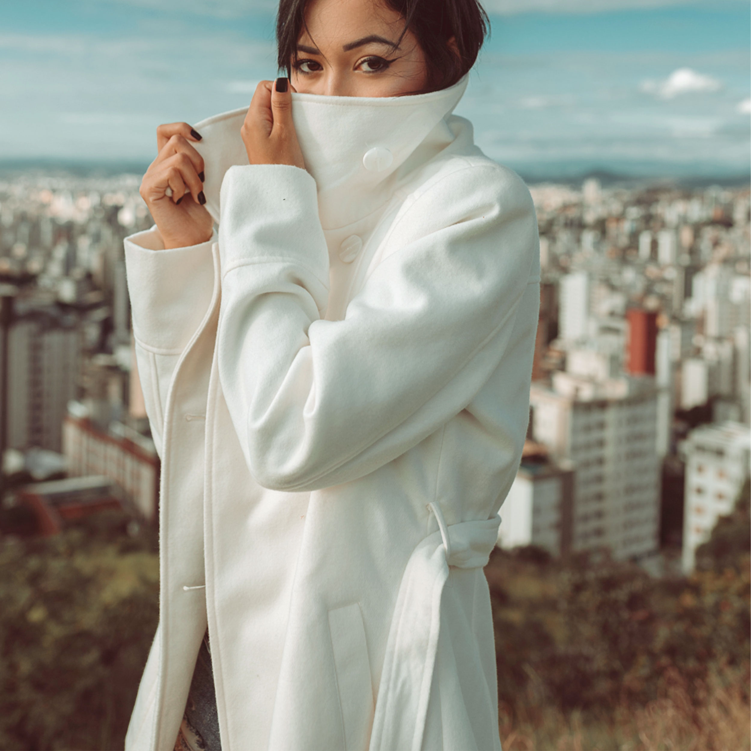 Cappotto Invernale in Panna Misto Lana Tinta Unita