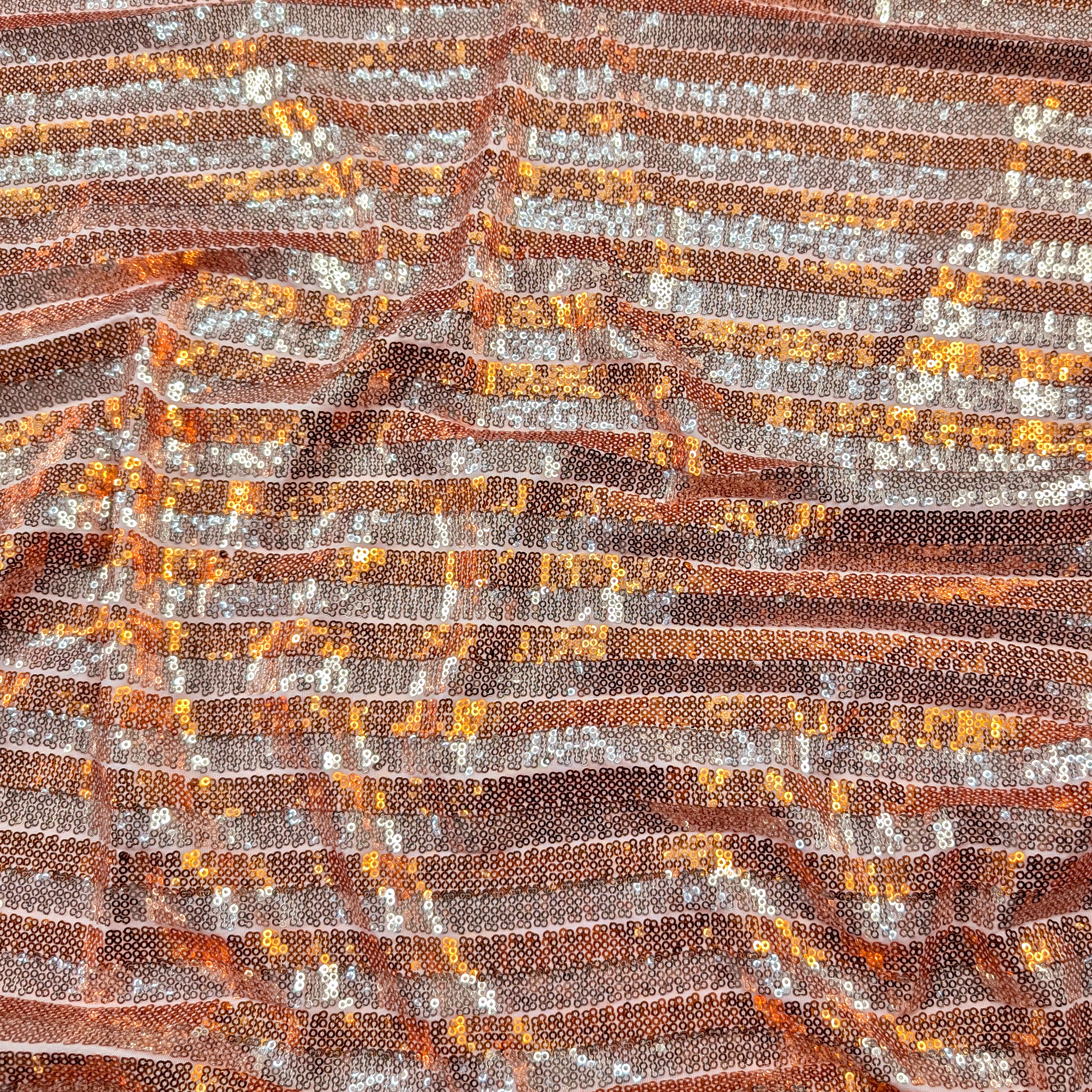 Tessuto Paillettes Pesca a Righe Image