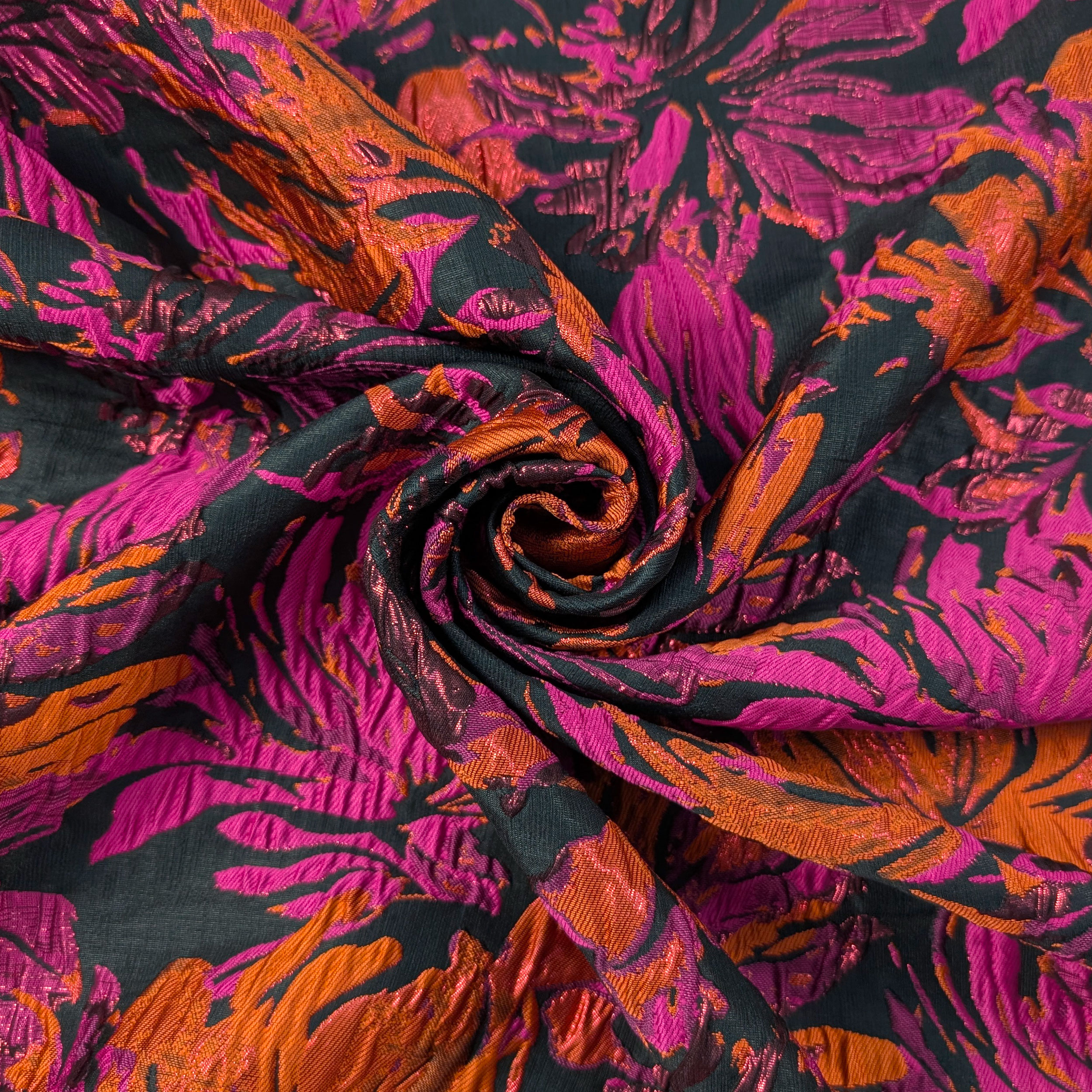 Broccato Moda Fantasia Floreale Fuxia Lurex Image