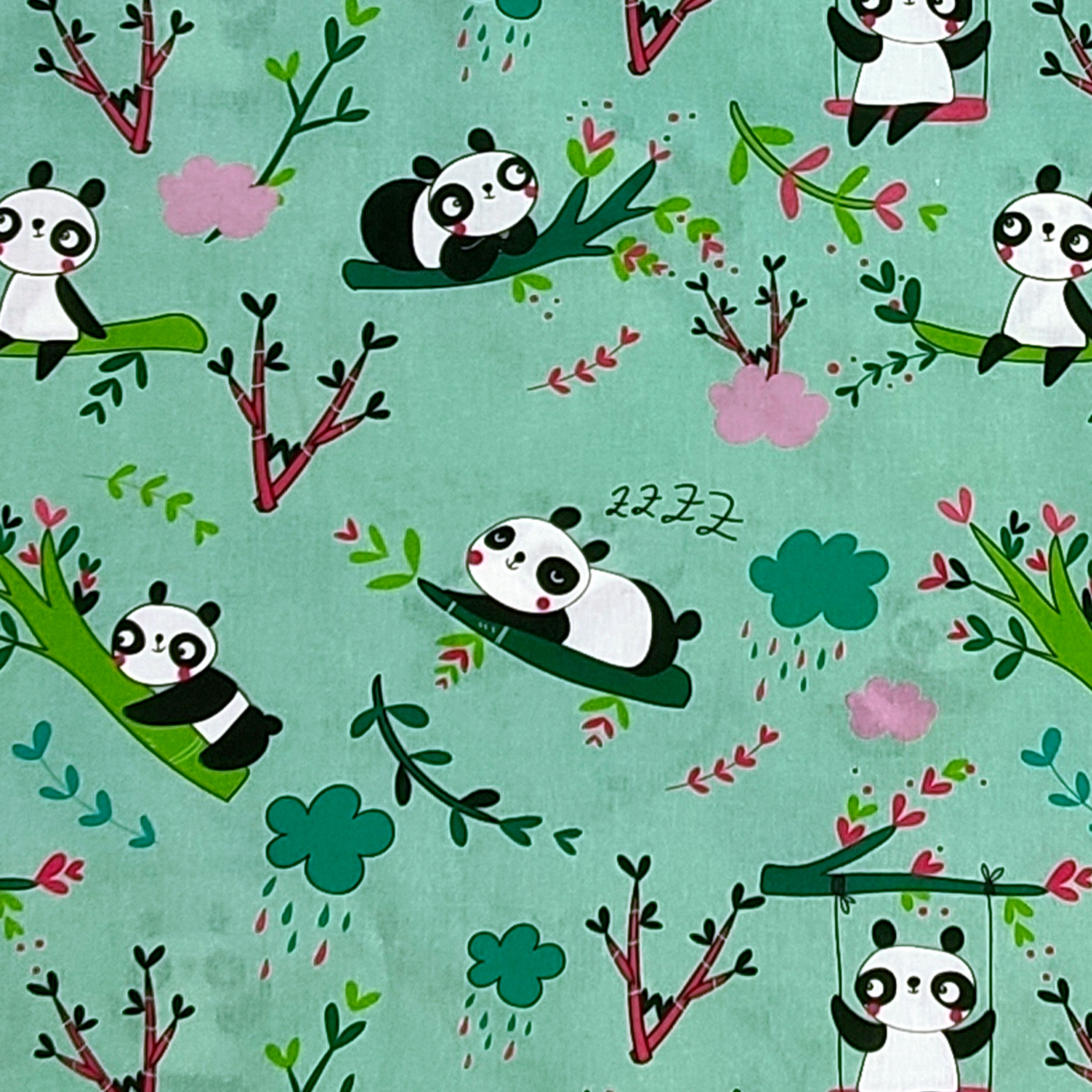 Sacco Nanna Estivo Panda Sfondo Verde Menta Image