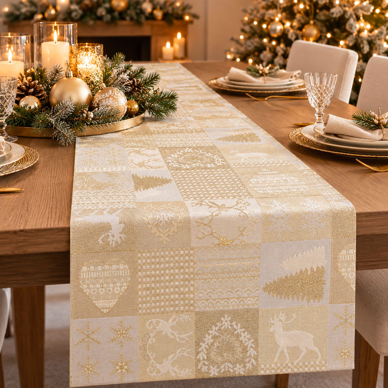 Jacquard Patchwork Natalizio Oro Lurex Image