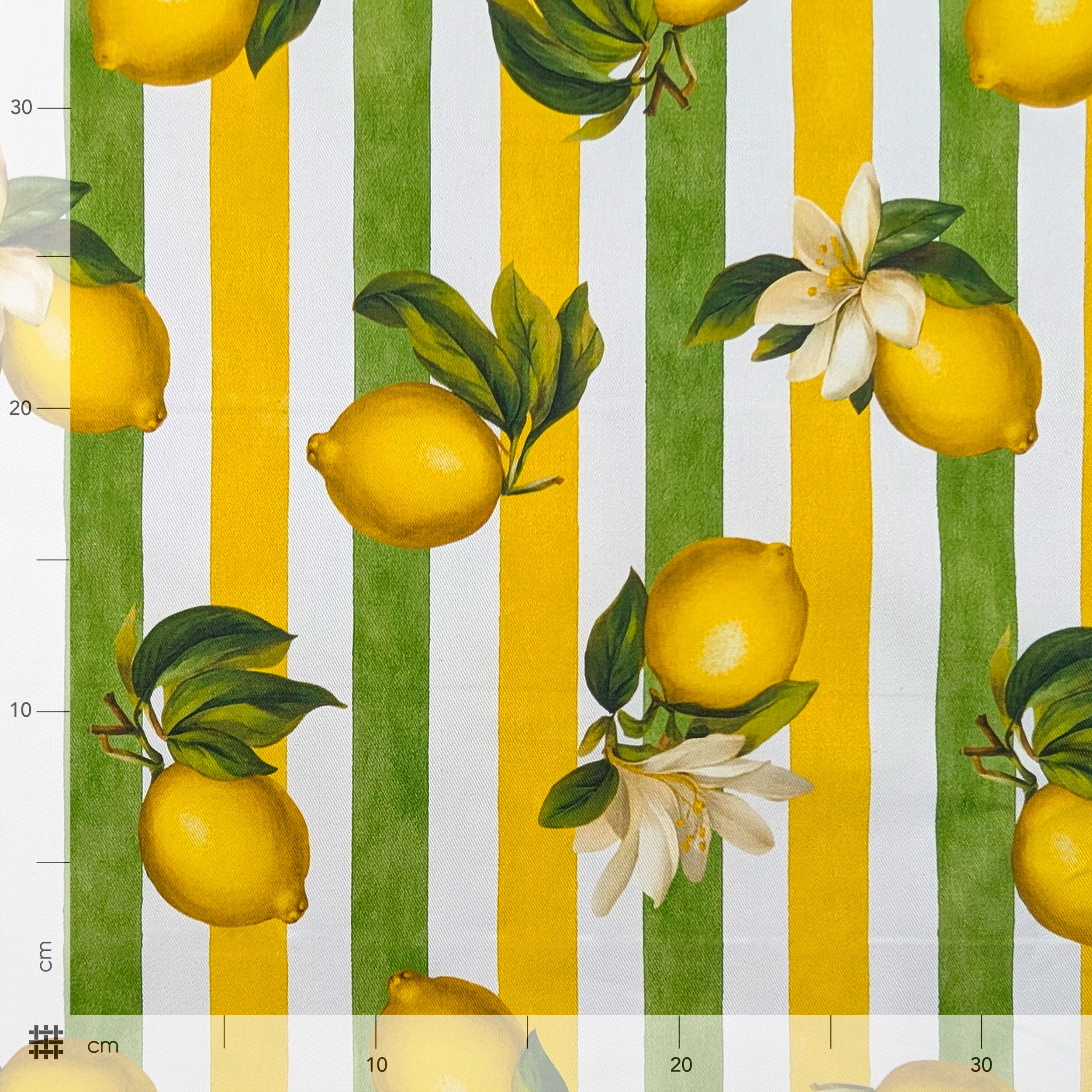 Ritaglio Panama Limoni e Righe Estive 100x160 cm Image