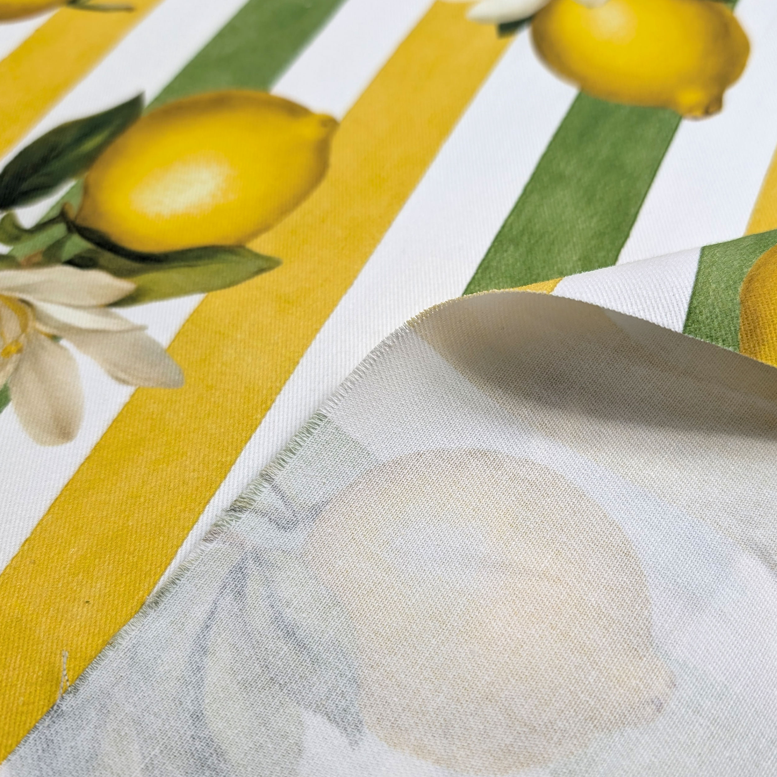 Ritaglio Panama Limoni e Righe Estive 100x160 cm Image